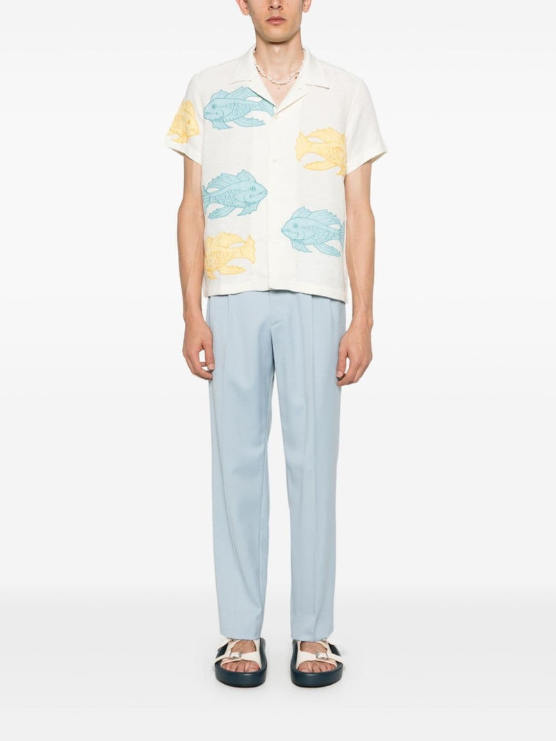 BODE fish-patch linen shirt outlook