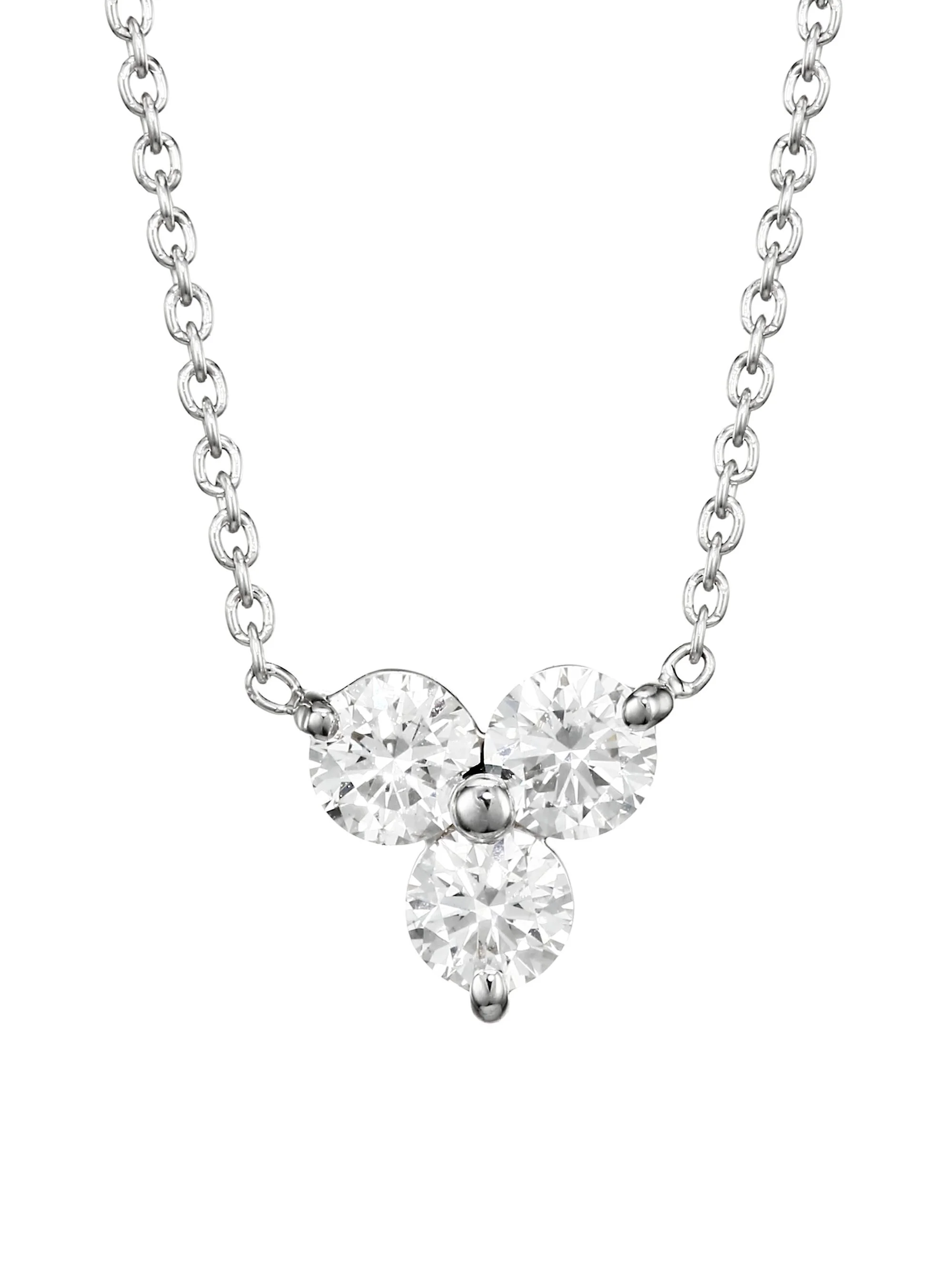 Women's Diamond Classic 18K White Gold & Diamond Cluster Pendant Necklace - White Gold - 1