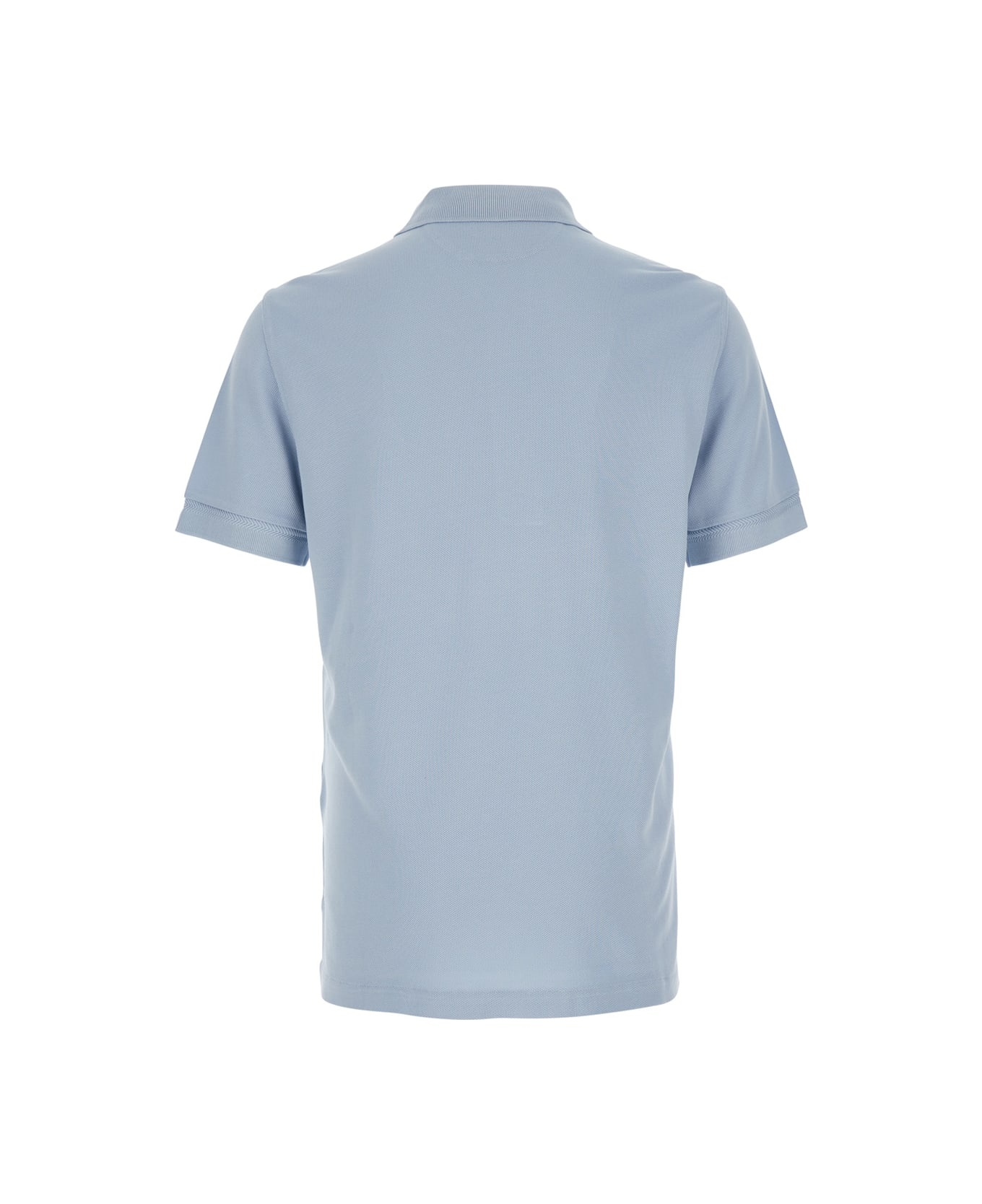 Light-blue Short-sleeves Polo In Cotton Piquet Jersey Man - 2