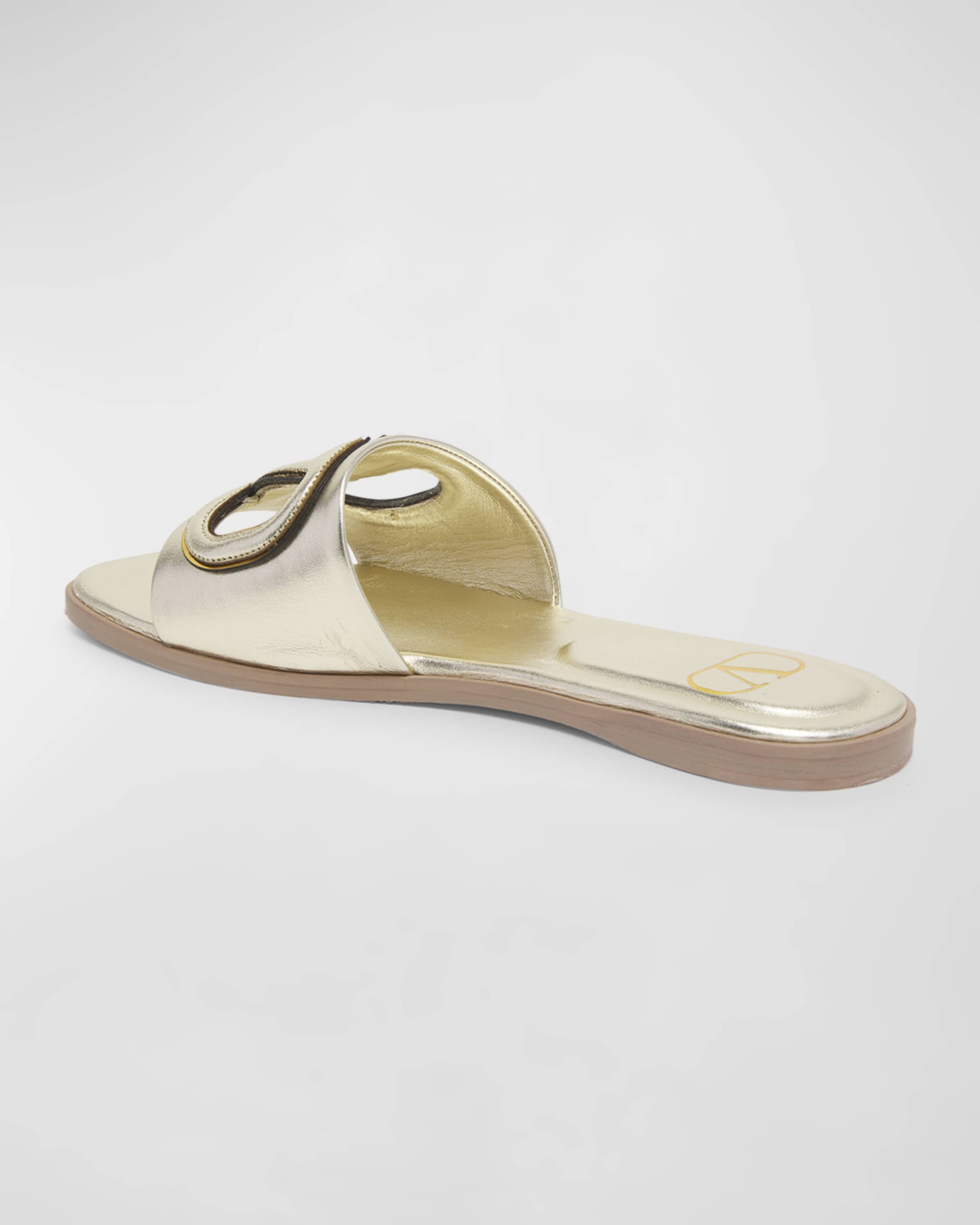VLogo Metallic Flat Slide Sandals - 3