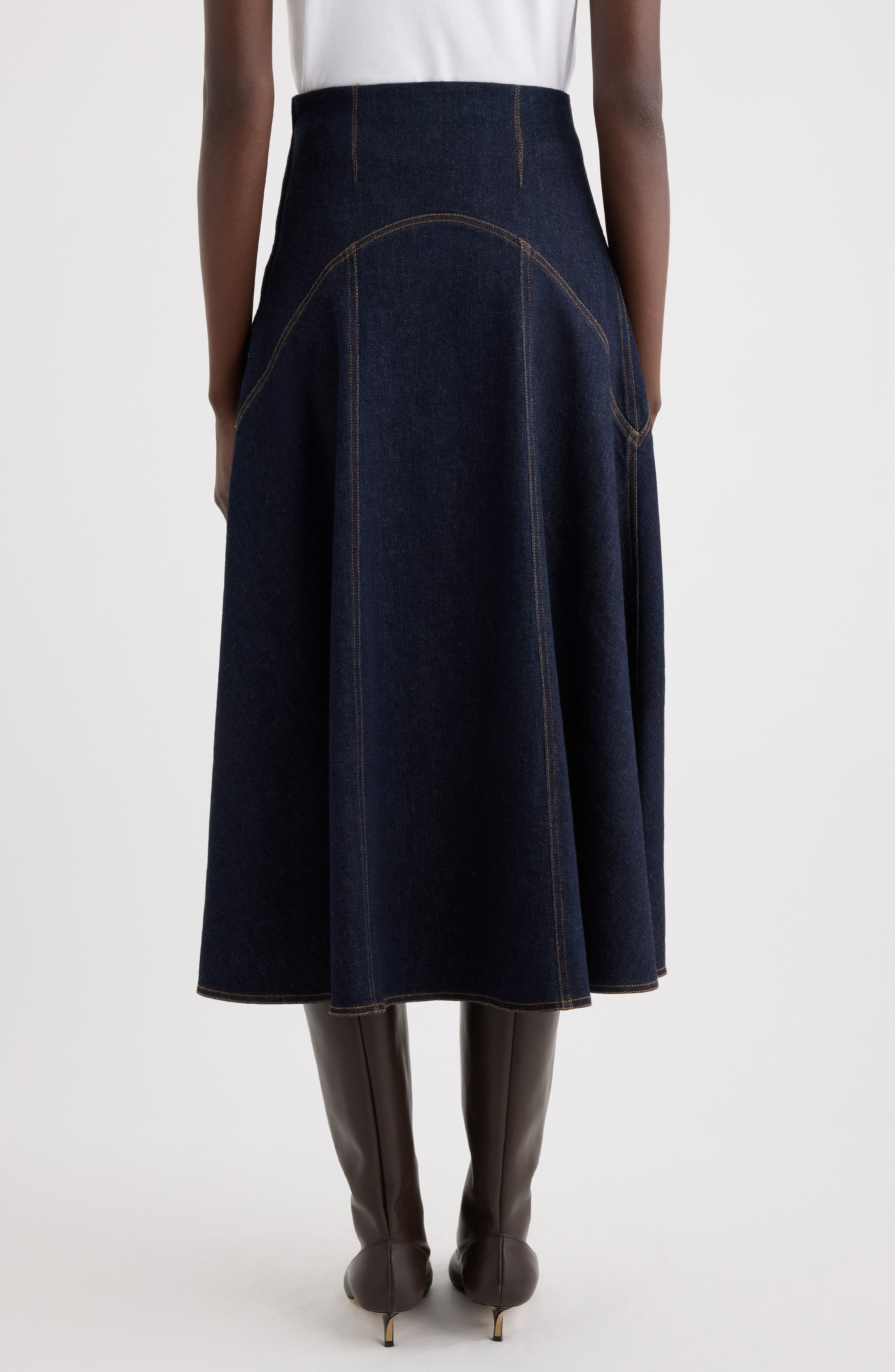 Jacquemus La Jupe Triangle de-Nîmes A-Line Denim Midi Skirt in Dark Navy at Nordstrom - 3