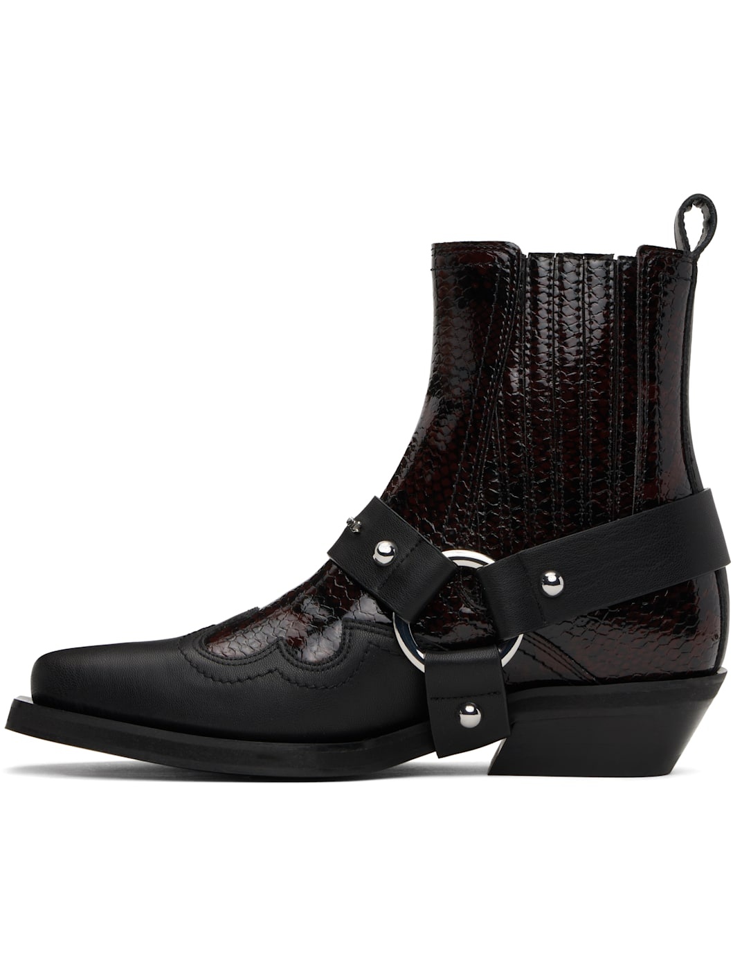 Burgundy & Black Low Cut Western Chelsea Boots - 3