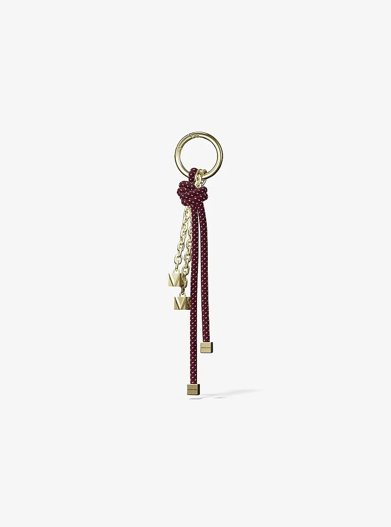 Gold-Tone and Speckled Cord Bag Charm - 1