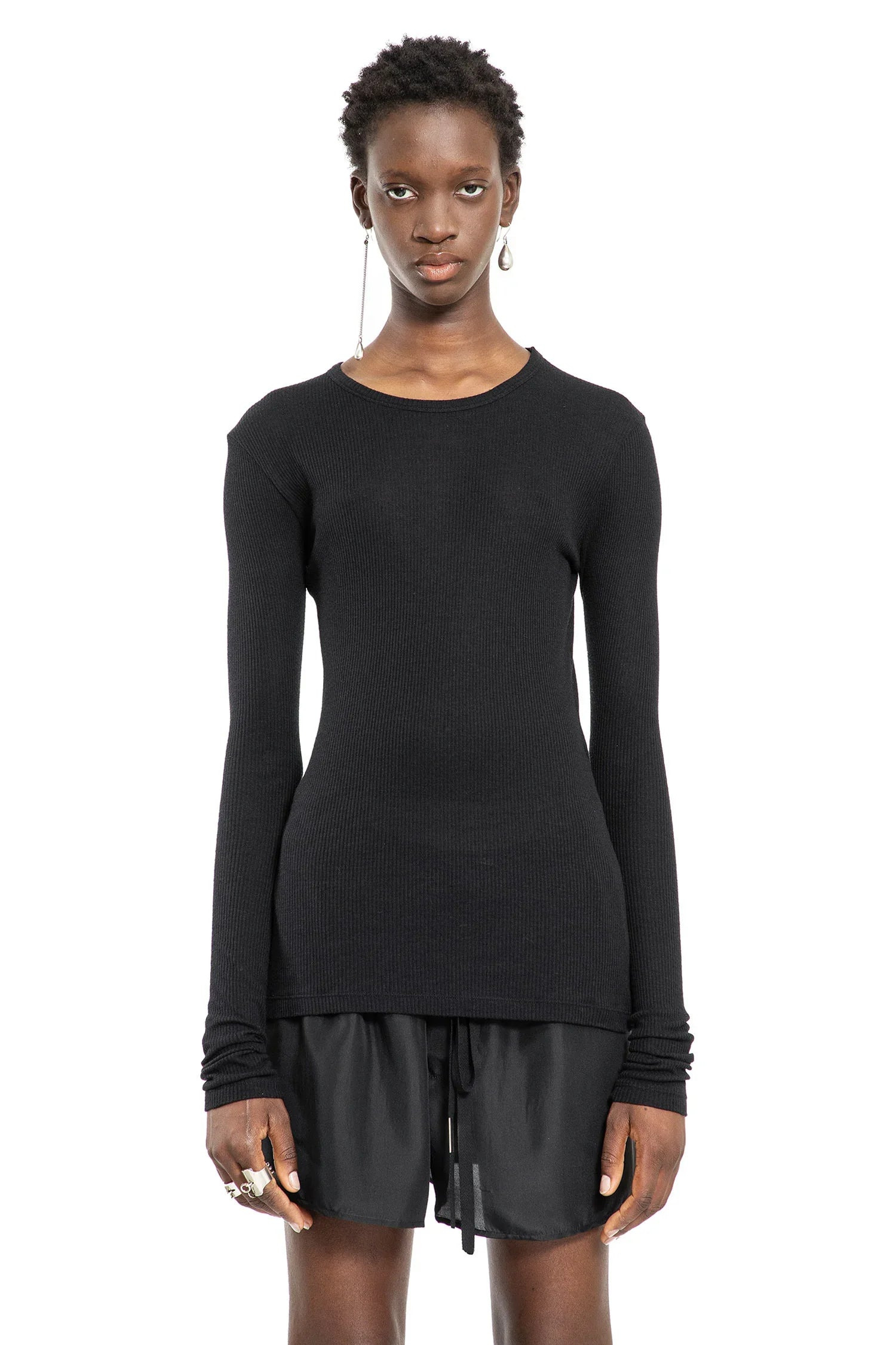 Fiene-Long-Sleeve-T-Shirt-In-Viscose-Cotton-Rib - 2