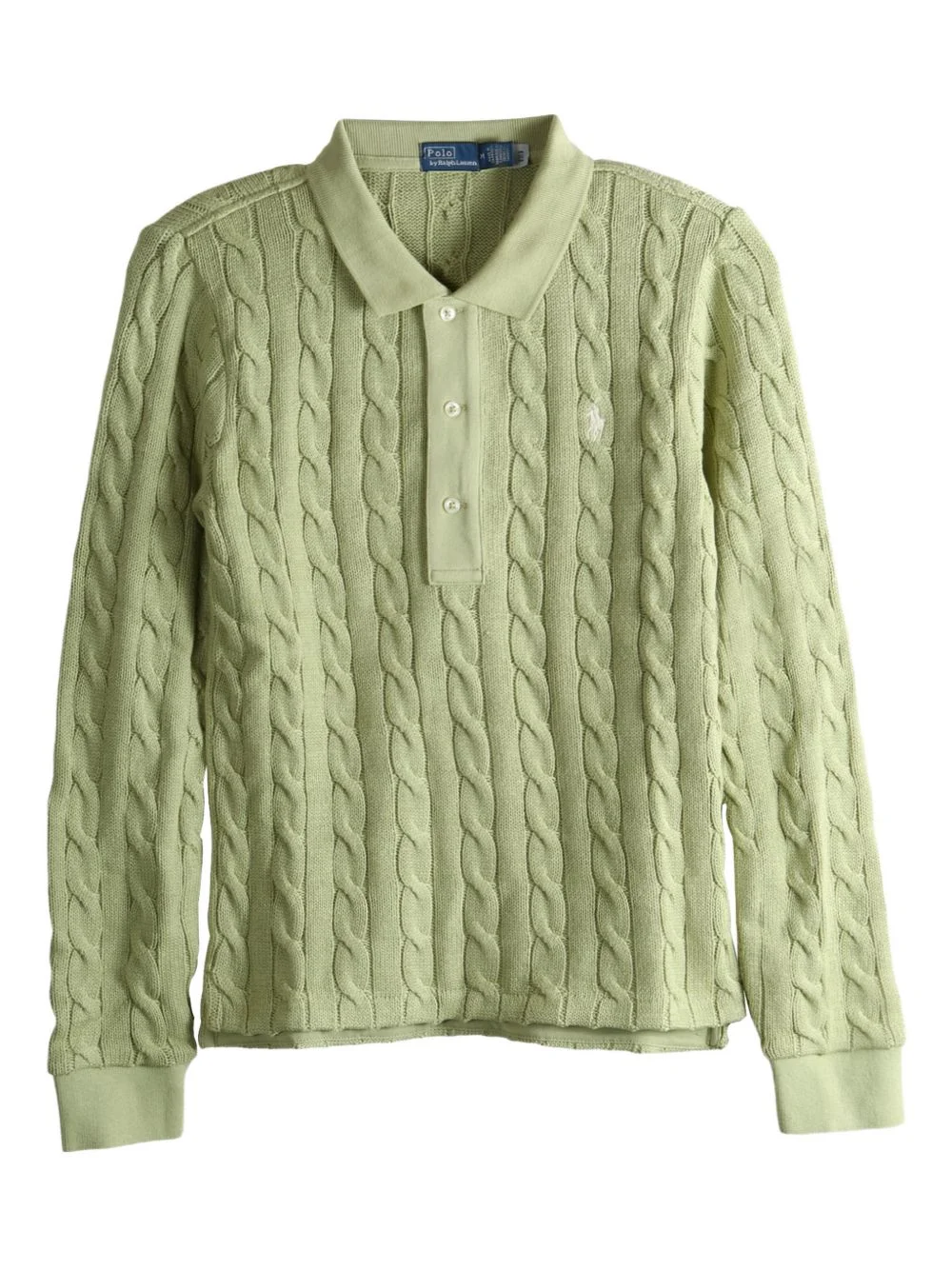 cable-knit buttoned polo top - 1