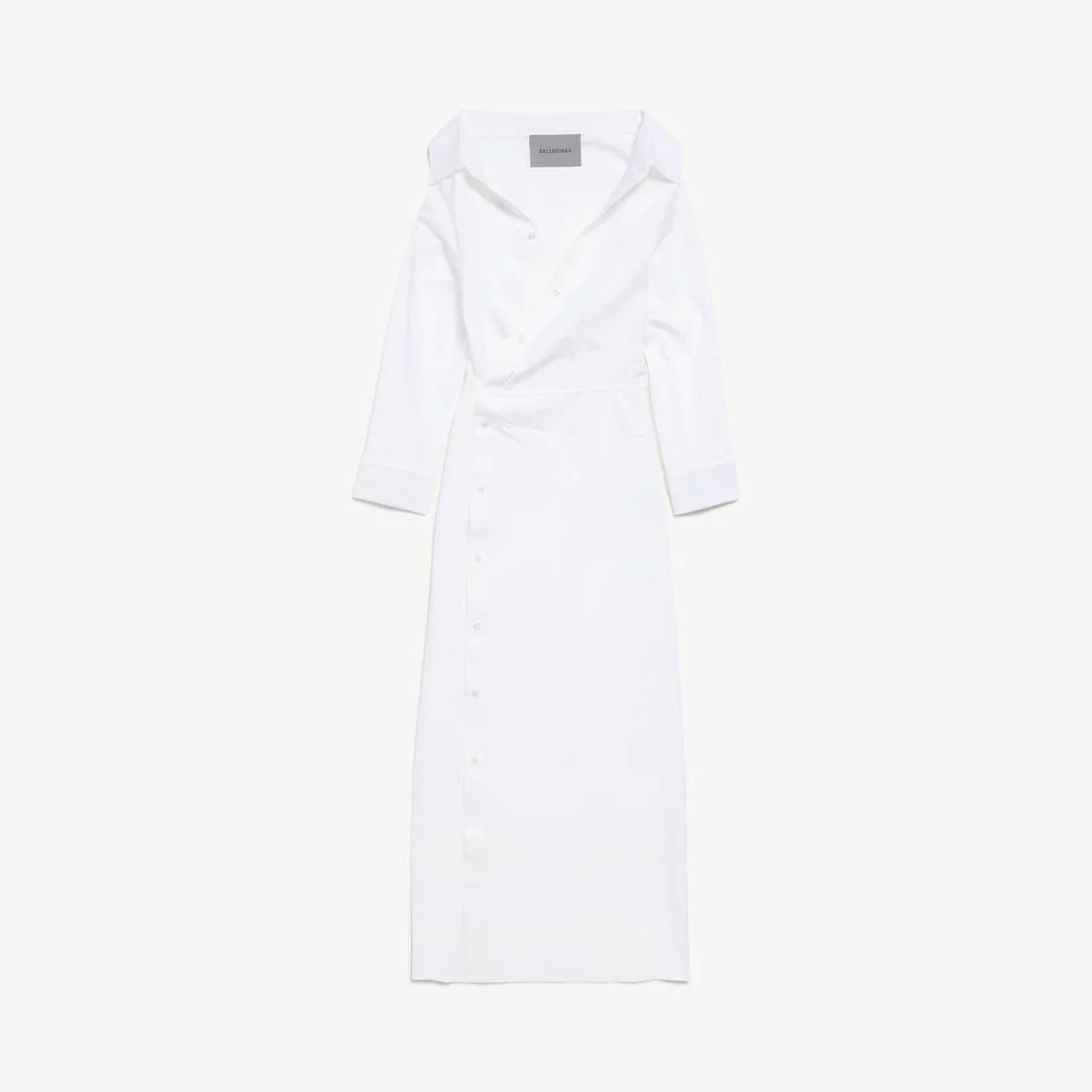 Women's Off-shoulder Shirt Dress in White - 1