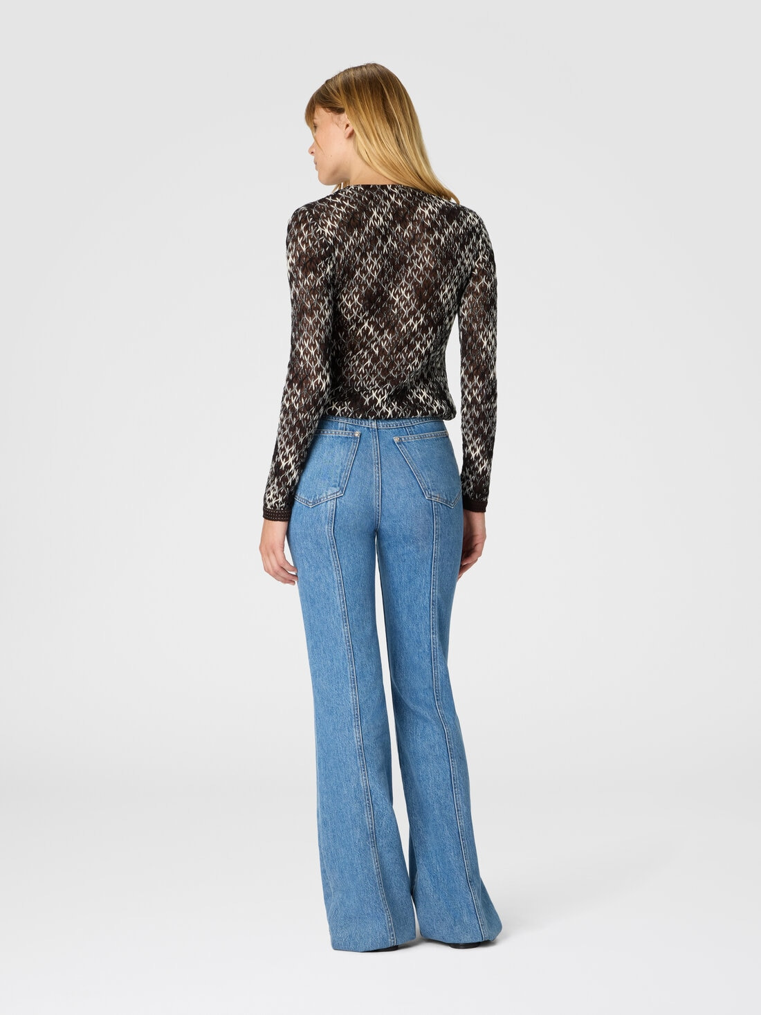 Slim crew neck cardigan in flame lace - 3