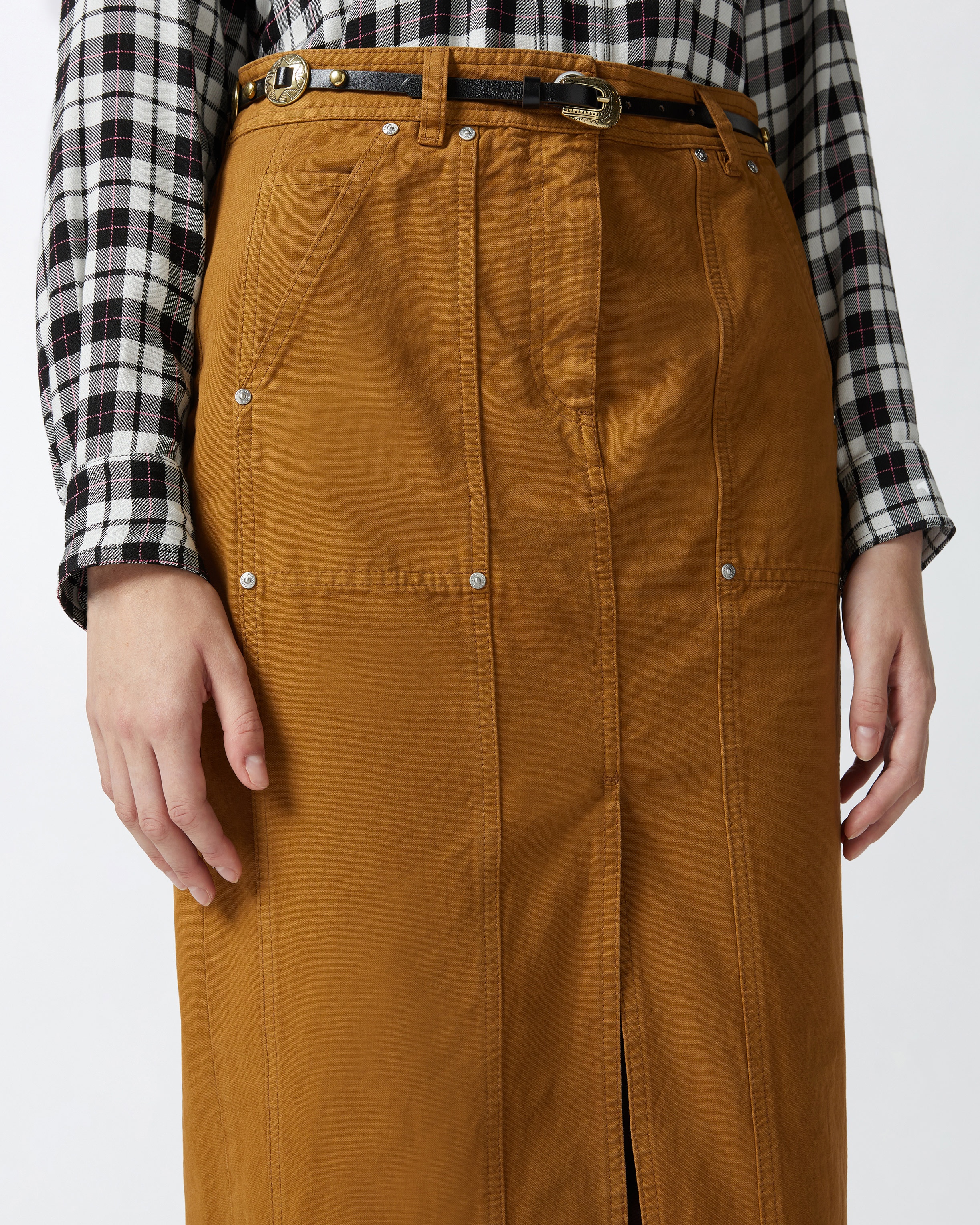 LONG COTTON WORKWEAR SKIRT - 5