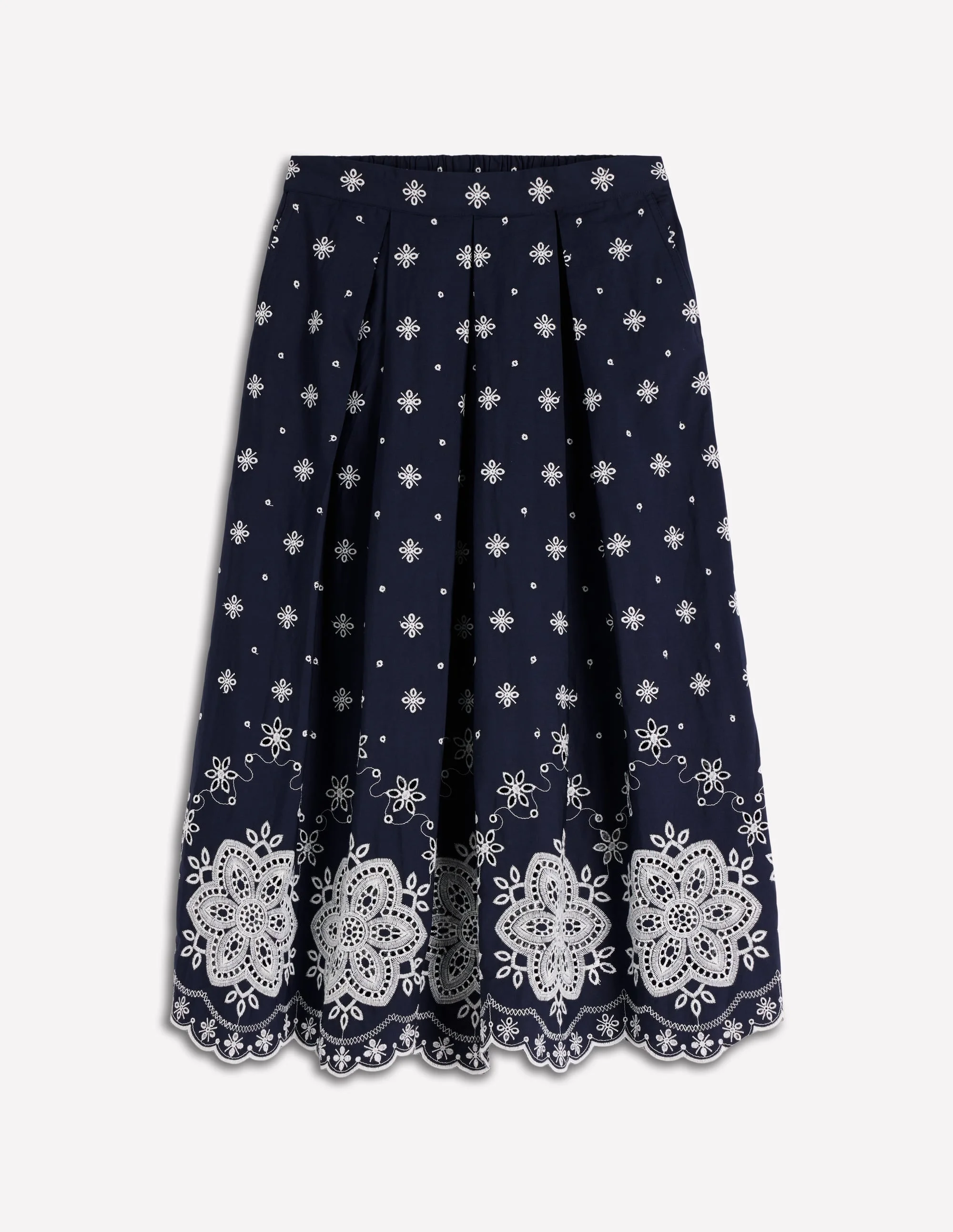 Verity Broderie Poplin Skirt-Navy - 1