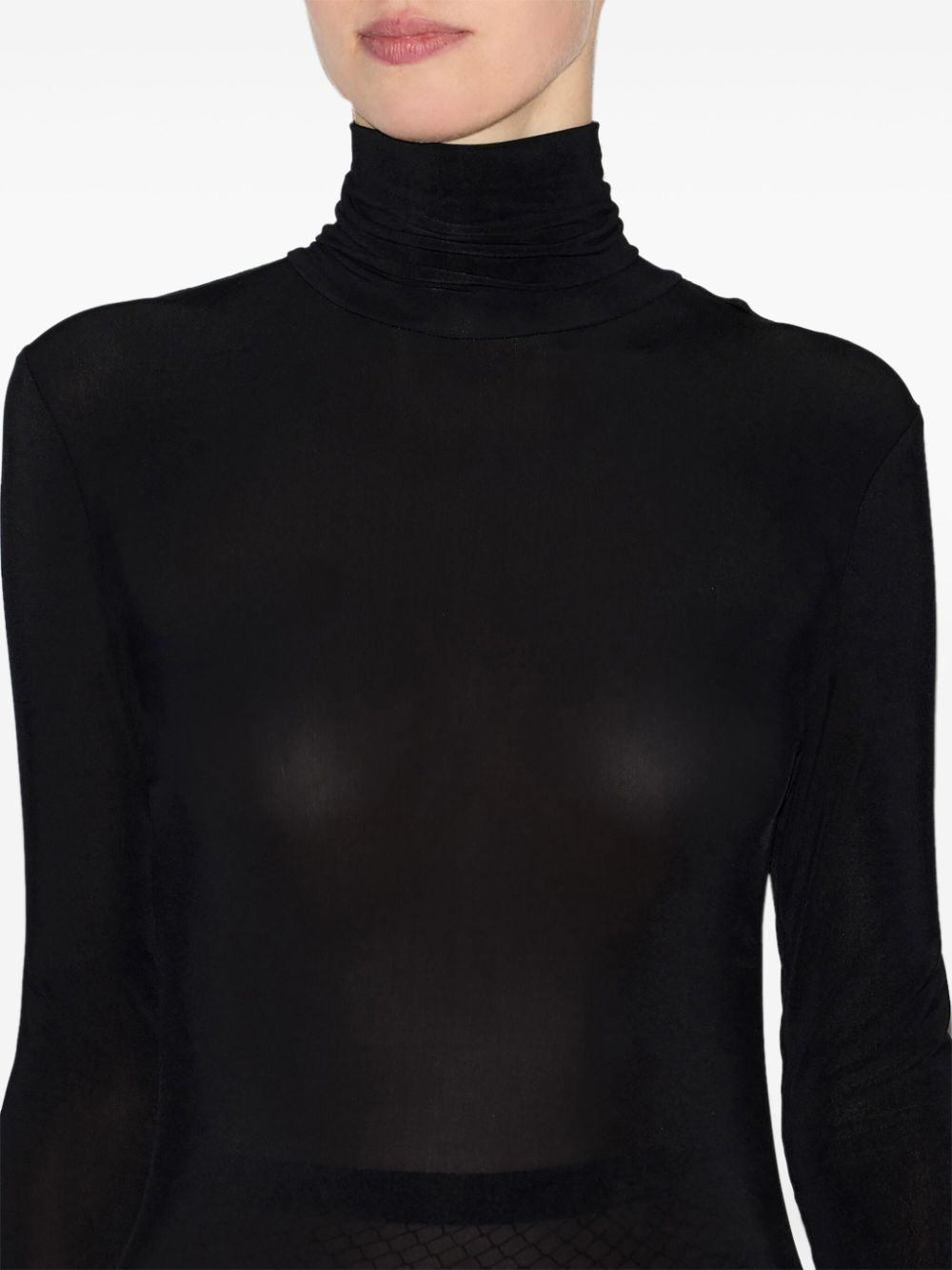 semi-sheer high-neck dress - 4