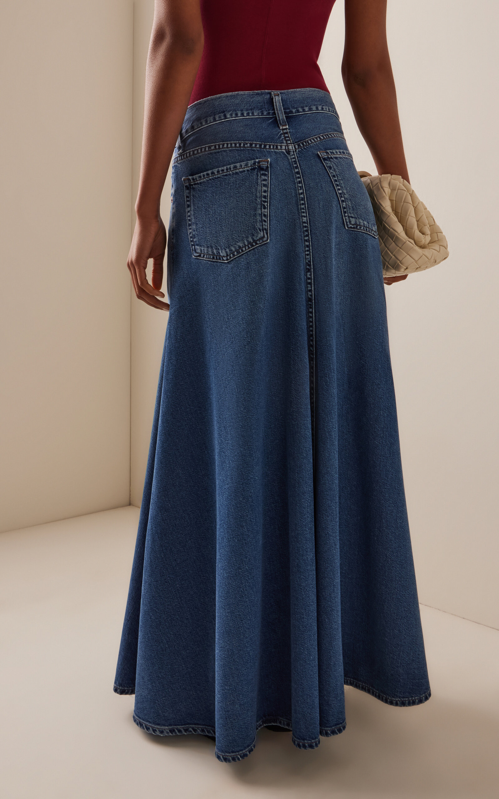 x Bloom Farm Exclusive Fluid Denim Maxi Skirt medium wash - 5