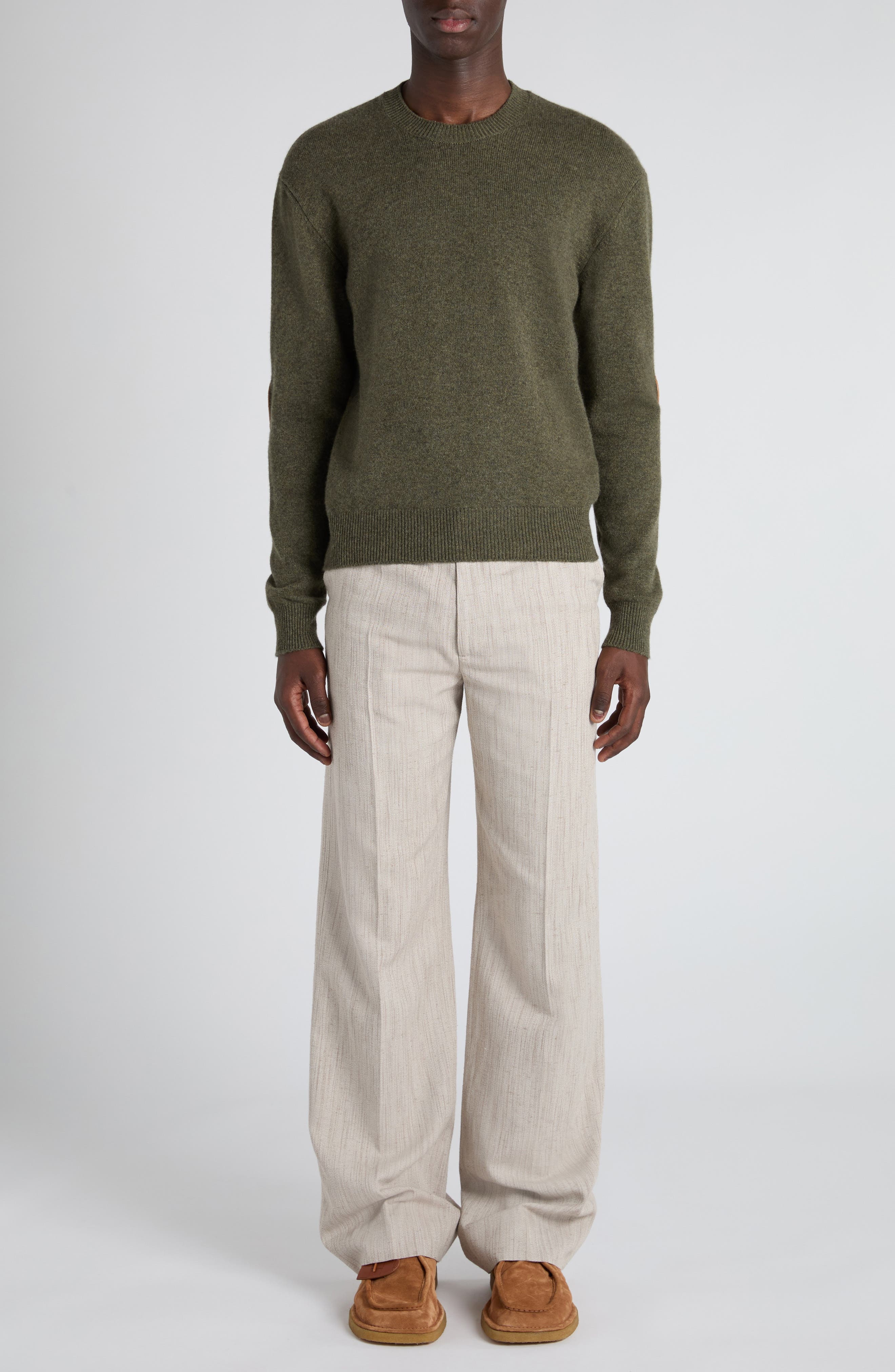 Bottega Veneta Classic Cashmere Blend Sweater with Intrecciato Suede Hearts in 3749 Camo at Nordstro - 2