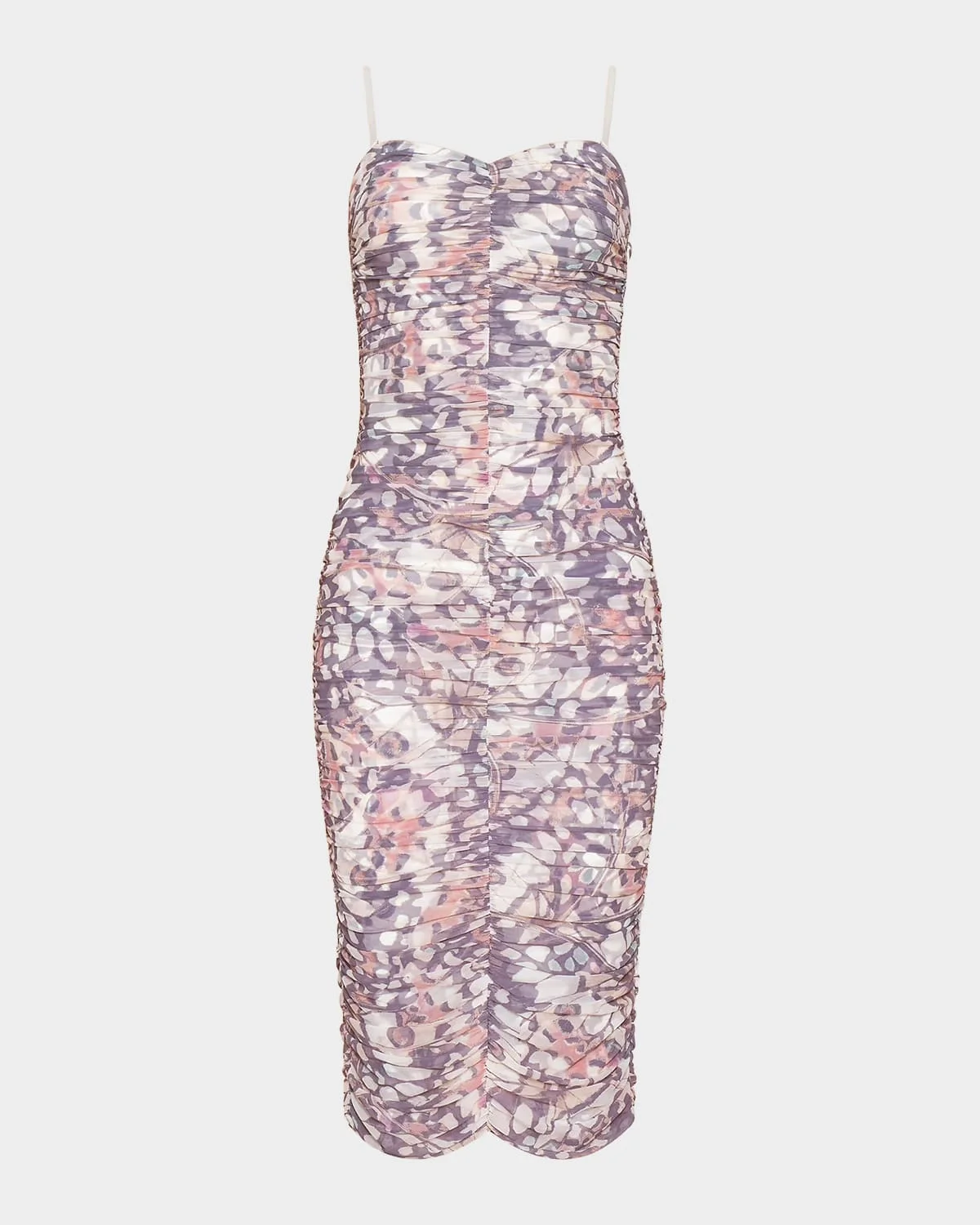 Caprice Butterfly Wing-Print Ruched Midi Dress - 1