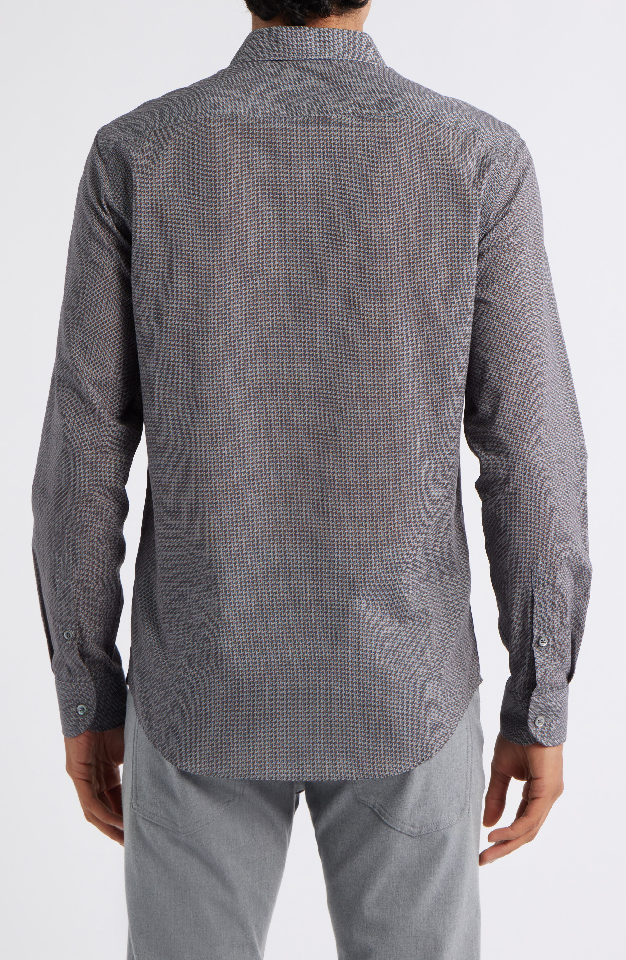 Emporio Armani Diagonal Print Button-Up Shirt in Solid Dark Blue at Nordstrom - 3
