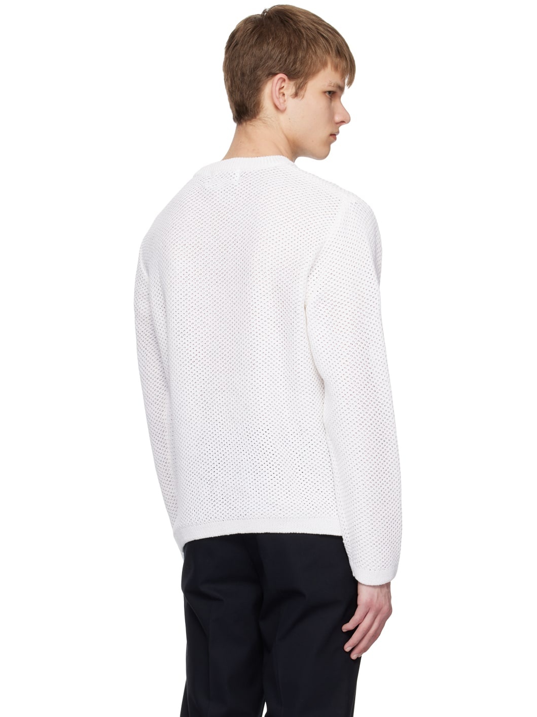 White Open Work Sweater - 3