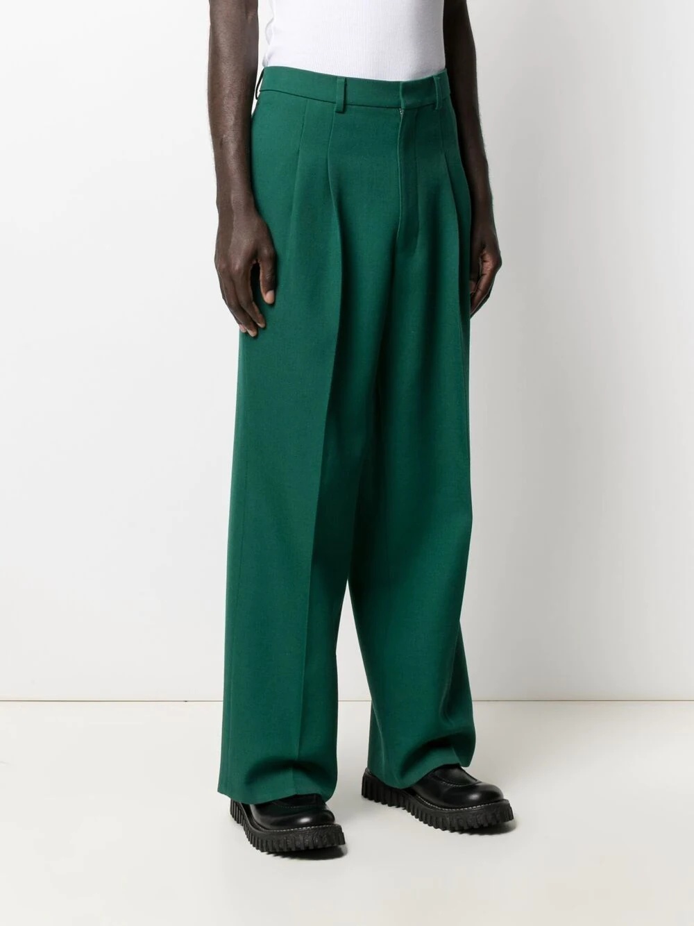 front-pleat wide-leg trousers - 3