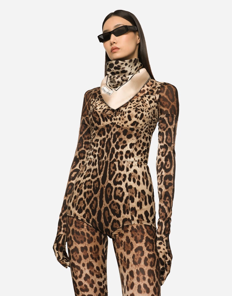 Leopard-print twill scarf (90 x 90) - 2