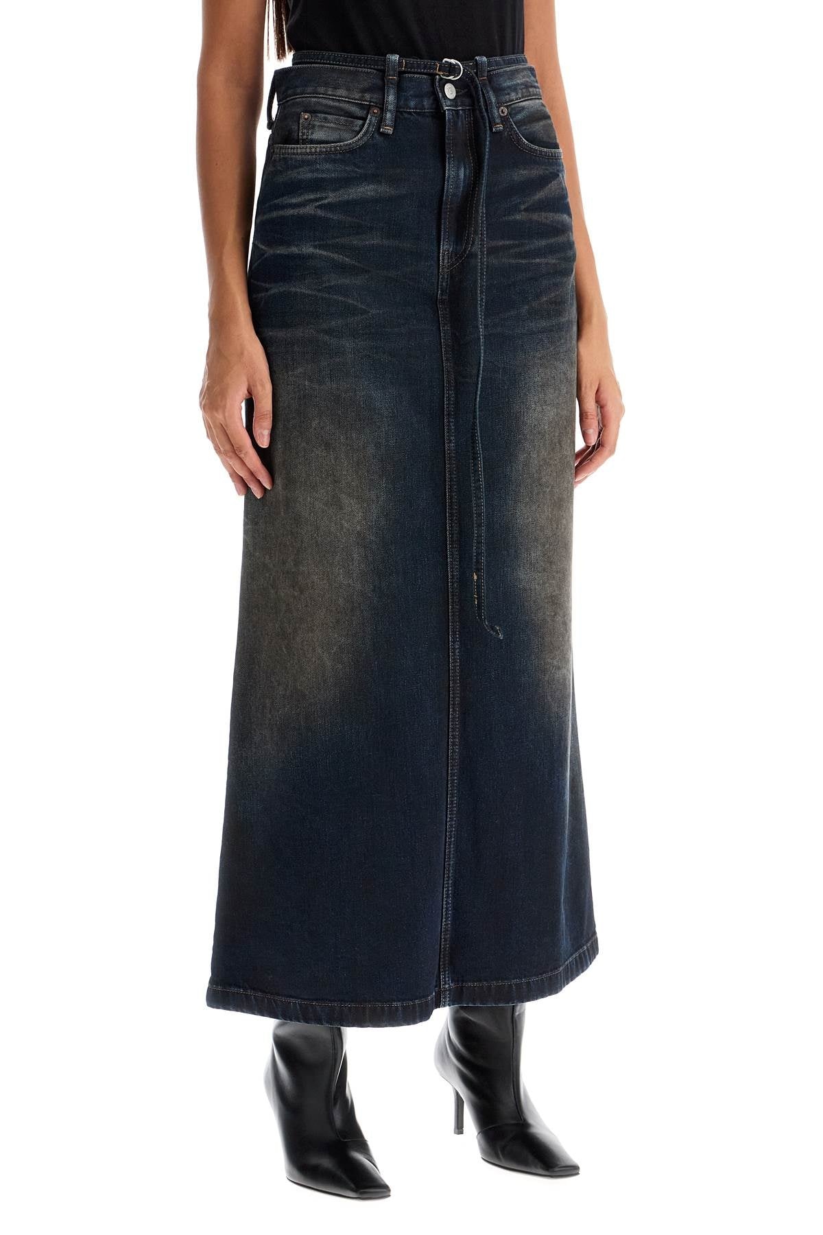 MAXI DENIM SKIRT WITH WAIST STRAP - 3