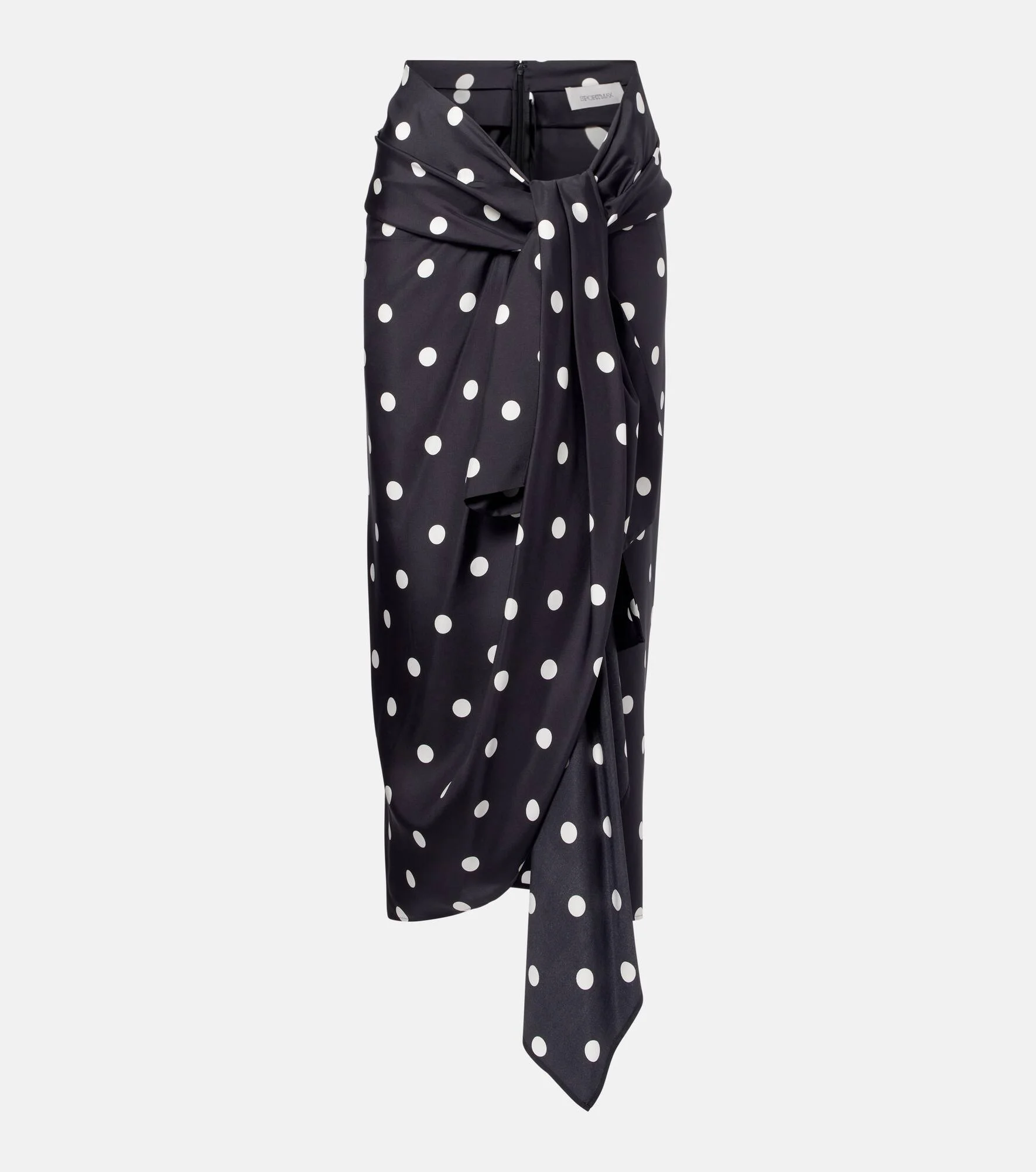 Polka-dot silk satin wrap skirt - 1