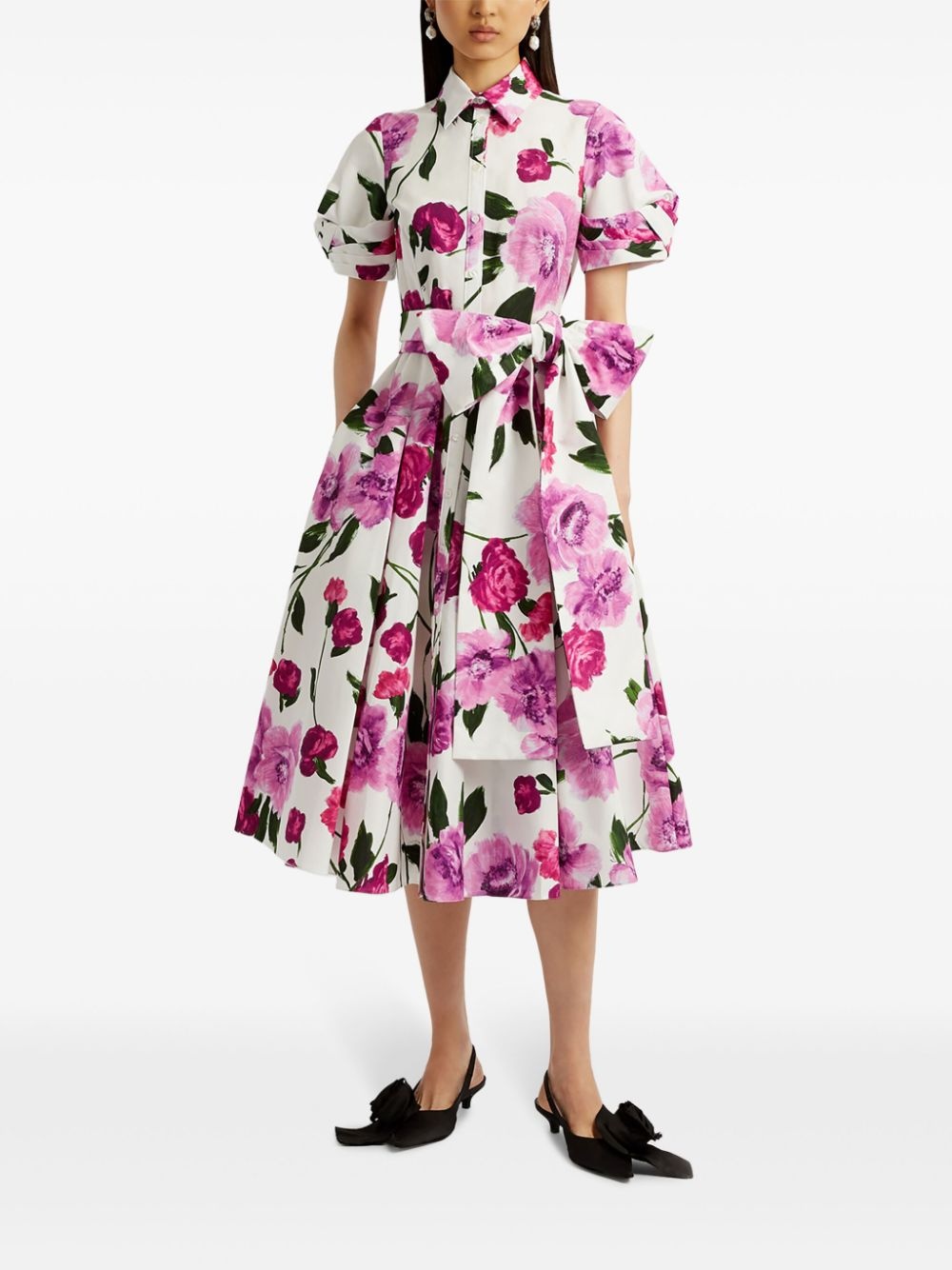 floral-print cotton midi dress - 2