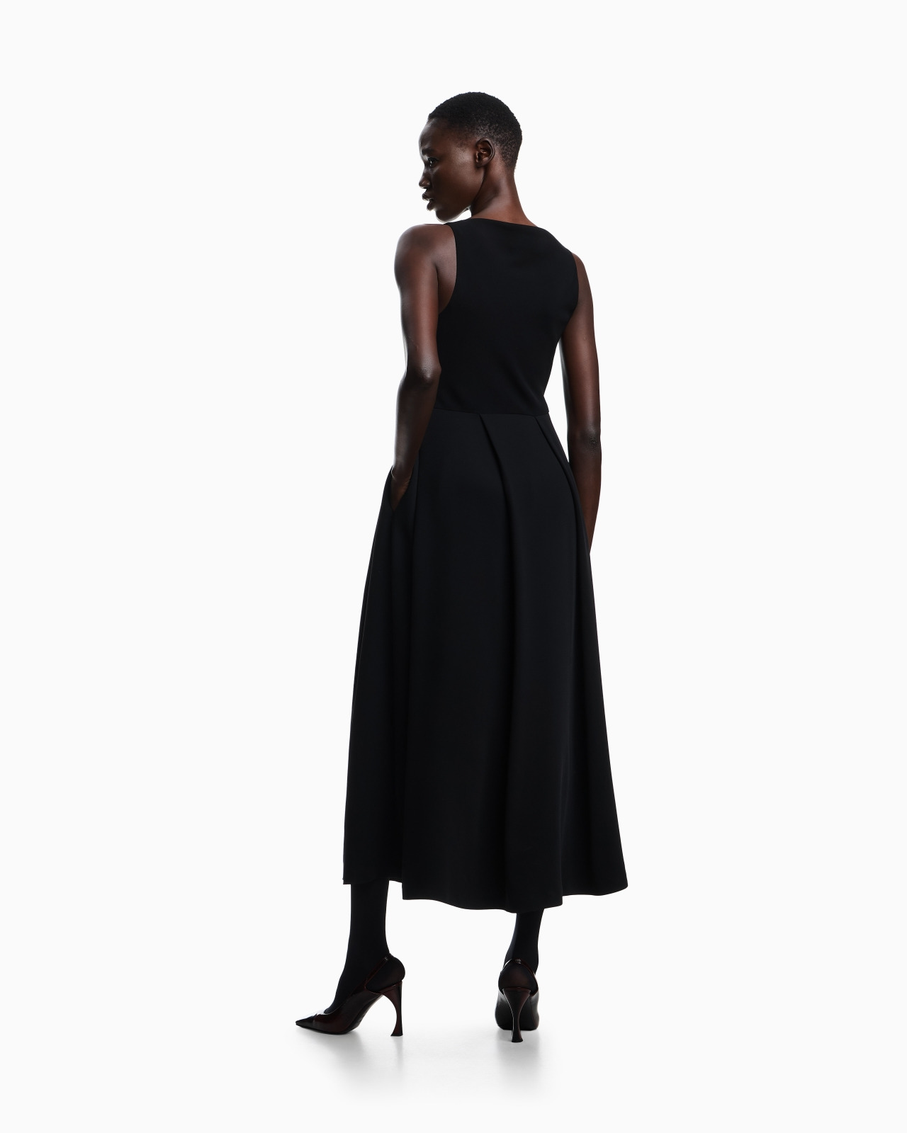 TECHNICAL CADY SLEEVELESS DRESS WITH PLEATS - 3