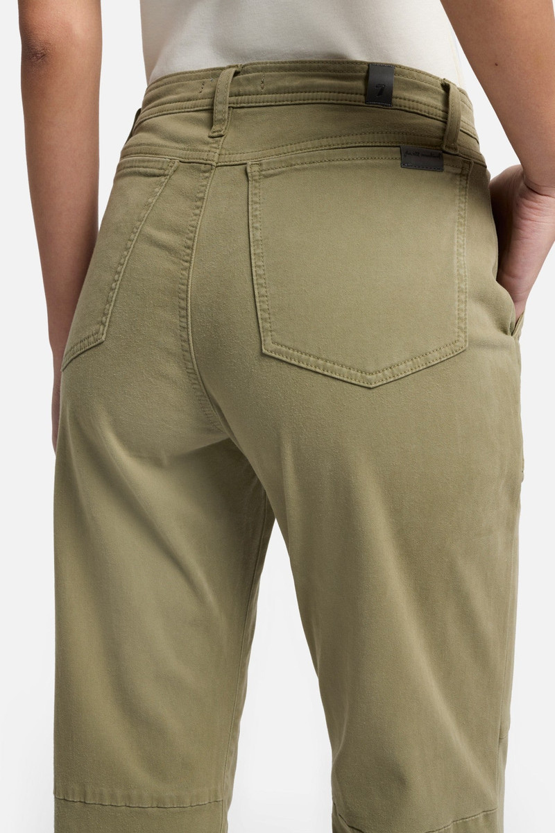 Darted Boyfriend Jogger in Sateen Army 3
