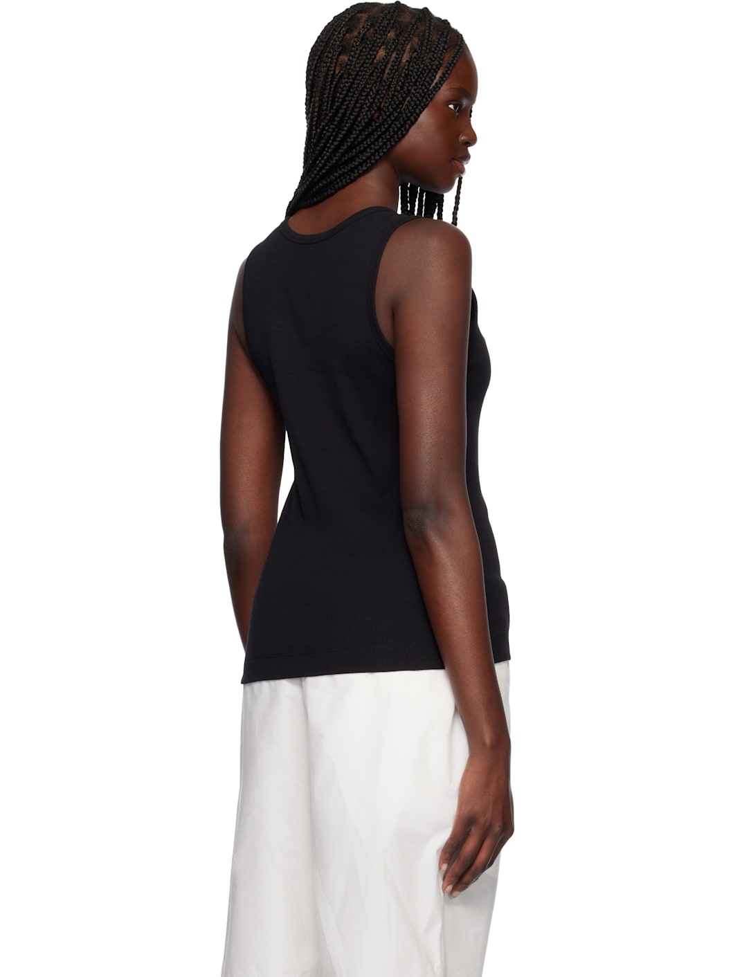 Black Baby Fox Ribbed Tank Top - 3