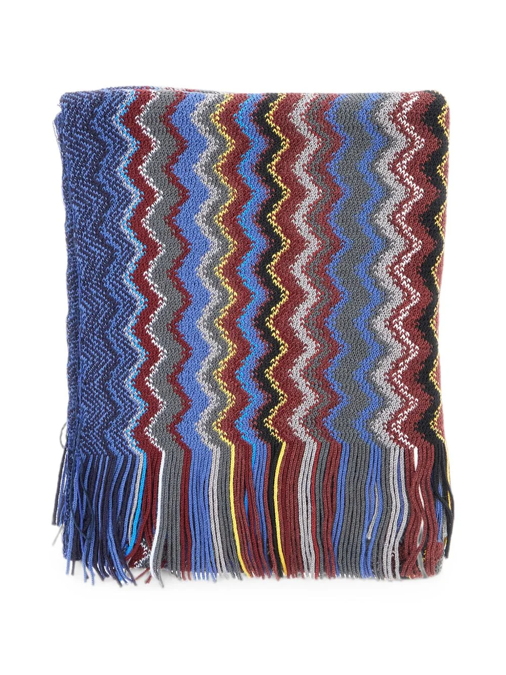zigzag-knit fringed scarf - 1