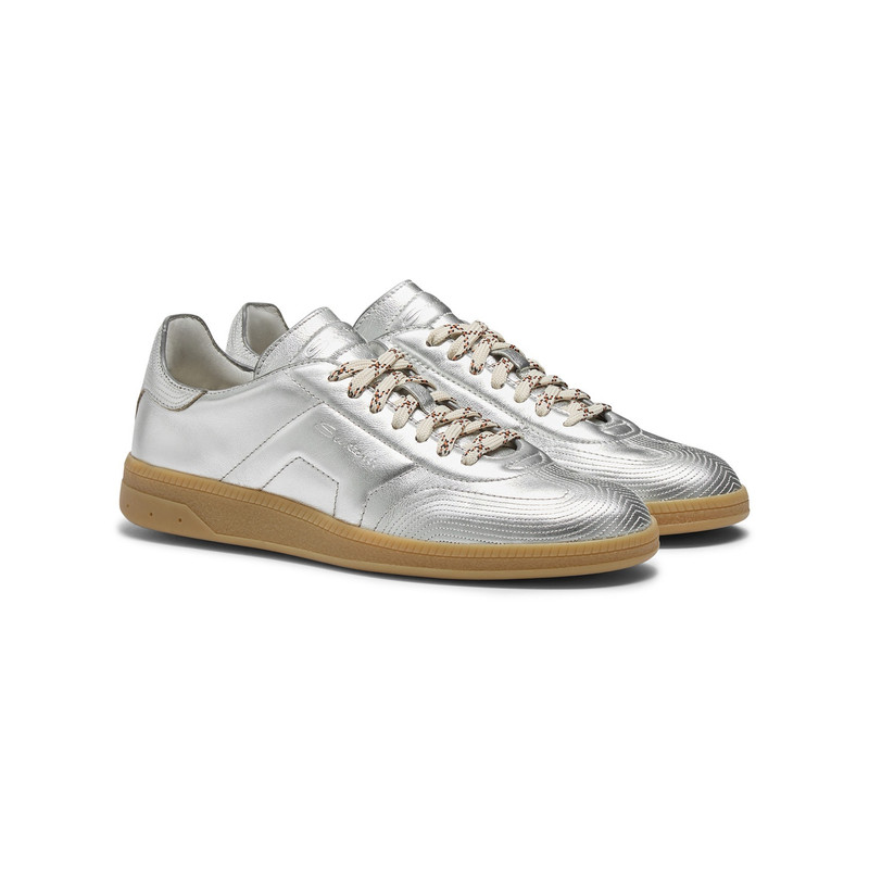 Women's silver laminated leather DBS Oly sneaker 3