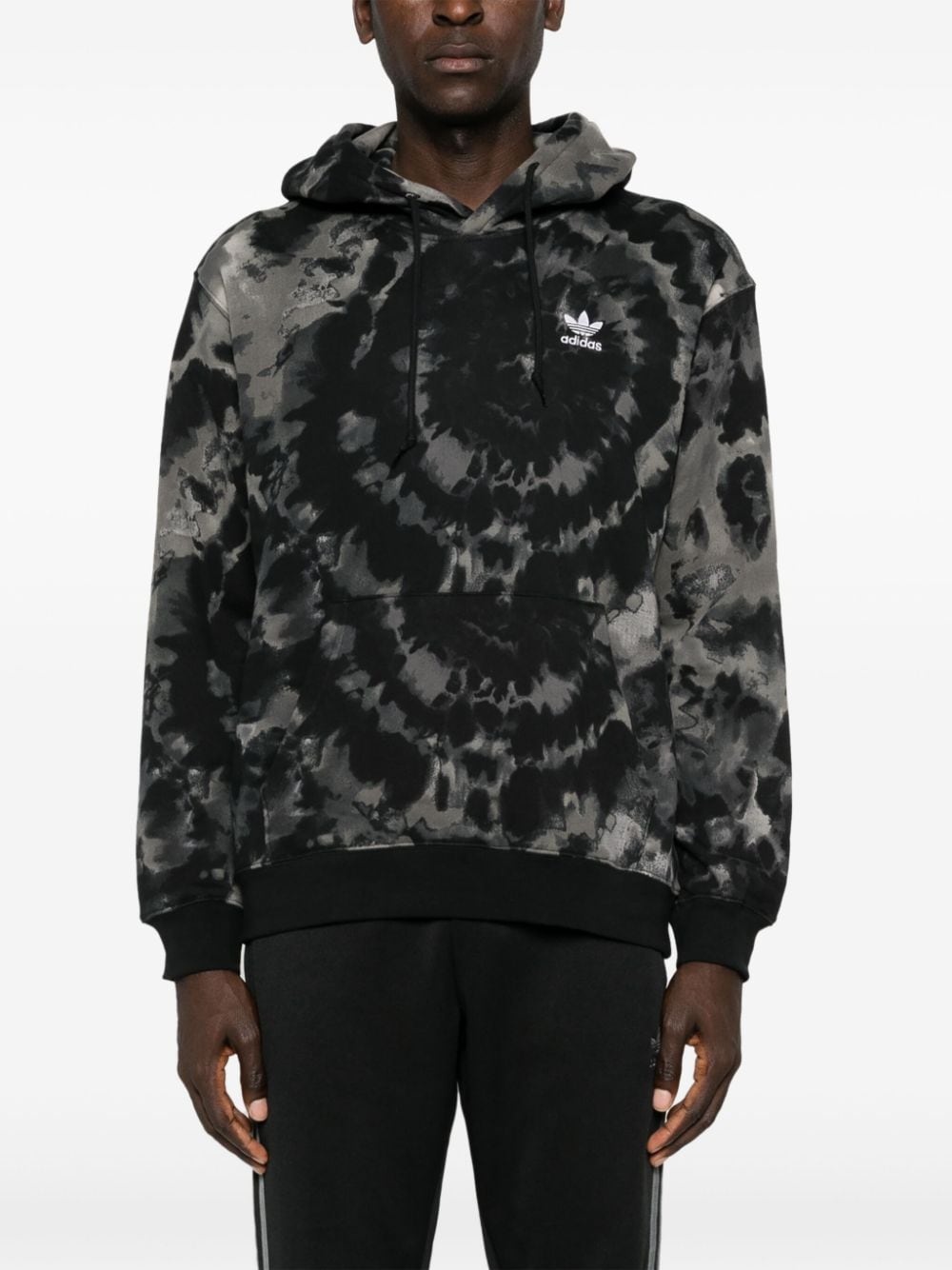 tie-dye trefoil-logo hoodie - 3