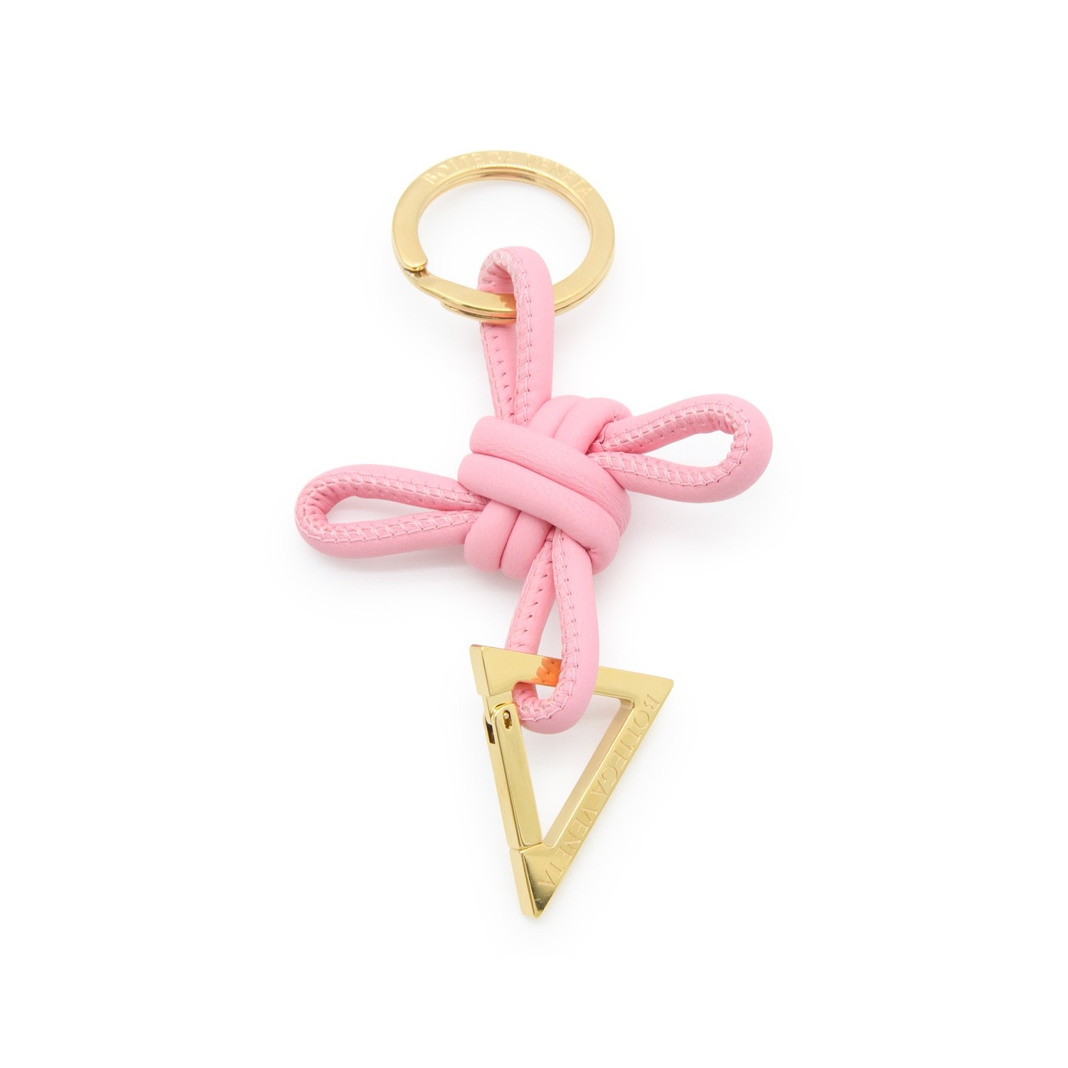 RIBBON AND GOLD LEATHER TRIANGLE KEY RING - 1