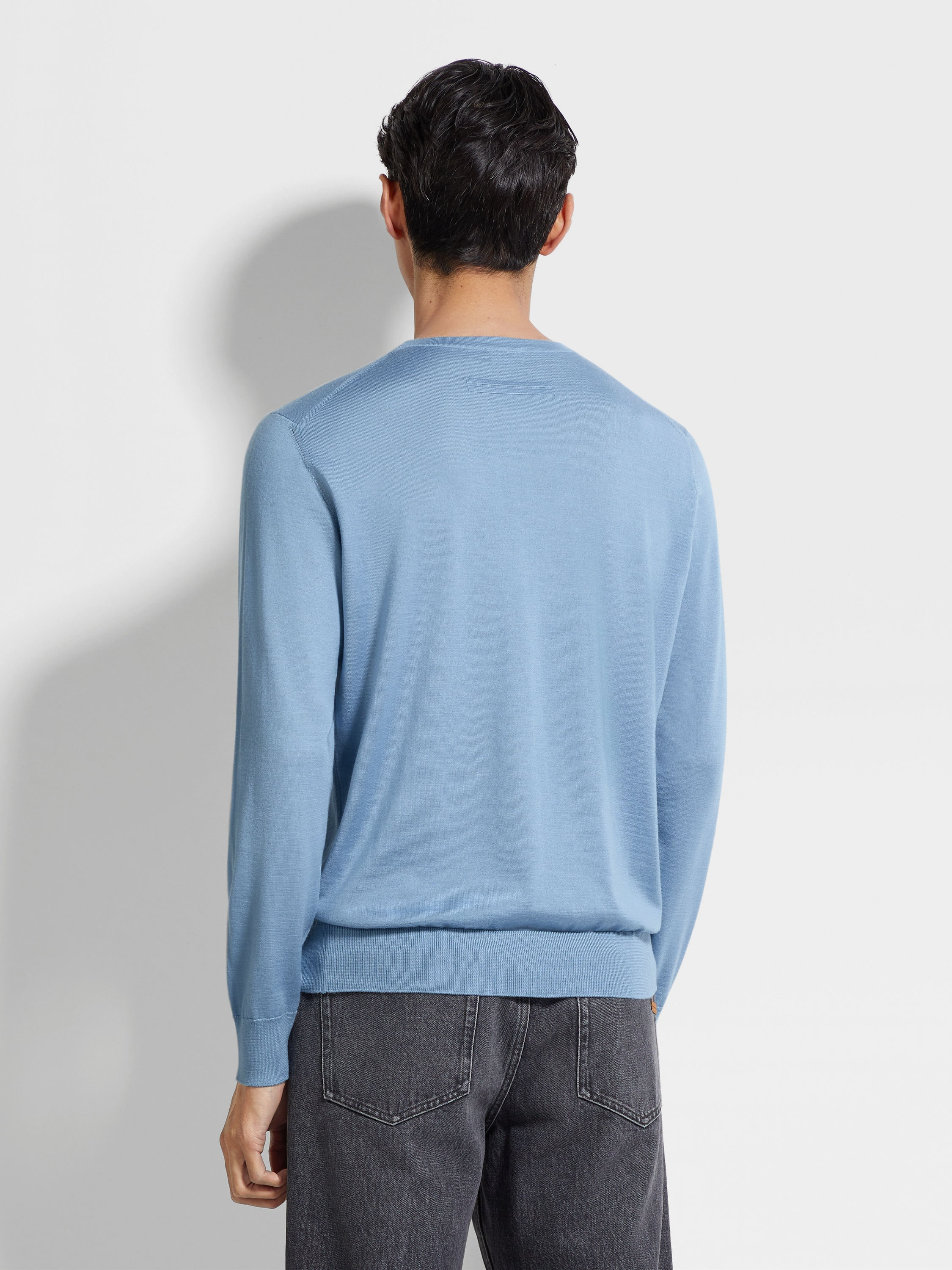 LIGHT BLUE MÉLANGE CASHSETA CREWNECK - 5