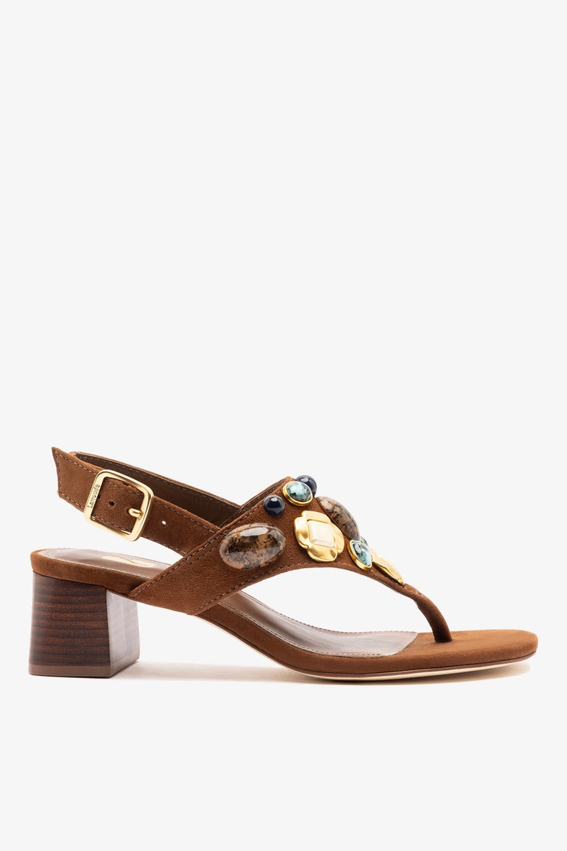 Talitha Block Sandal Burnt Umber Suede 1