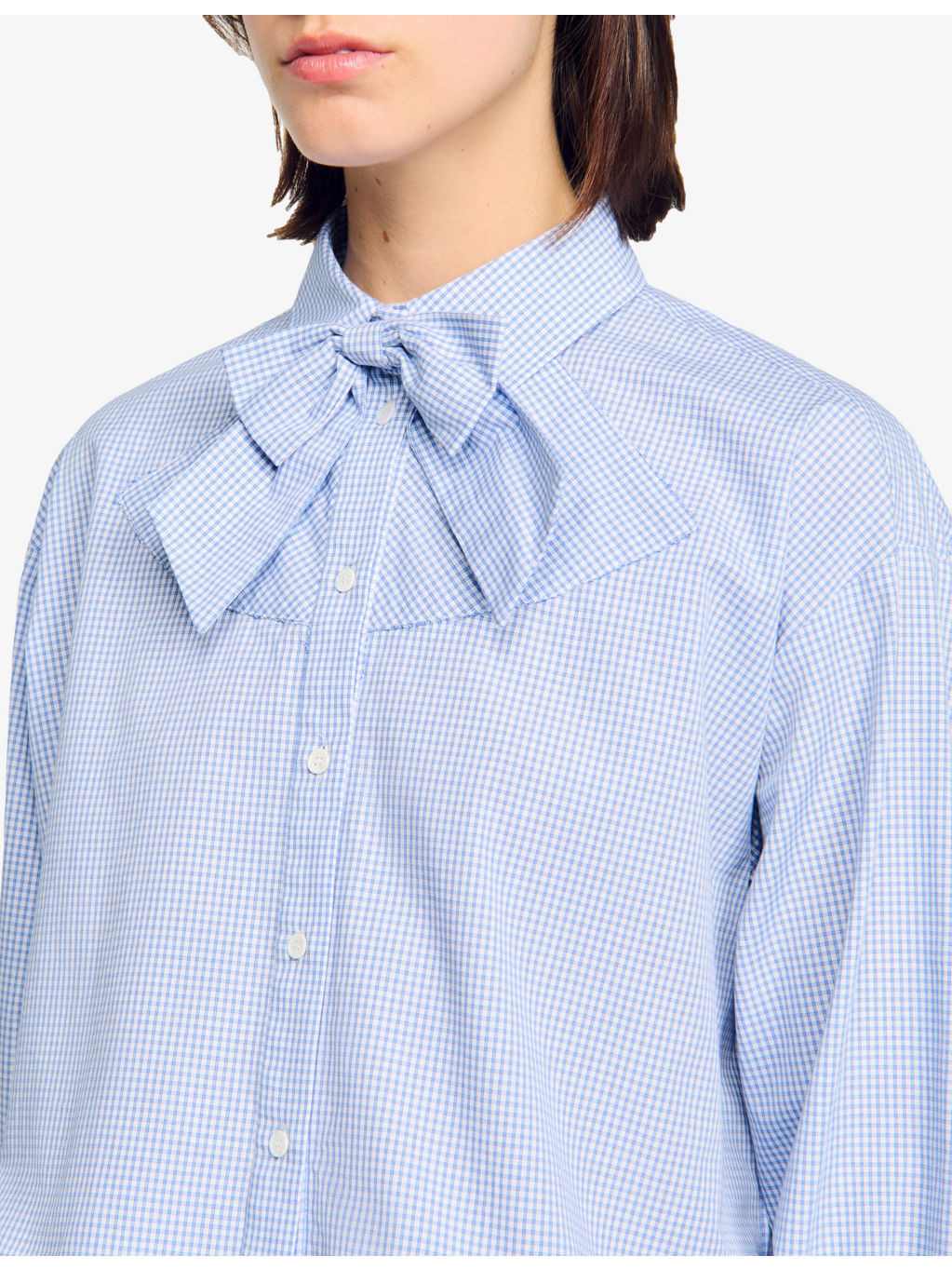 Bow-Collar Cropped Cotton Shirt - 5