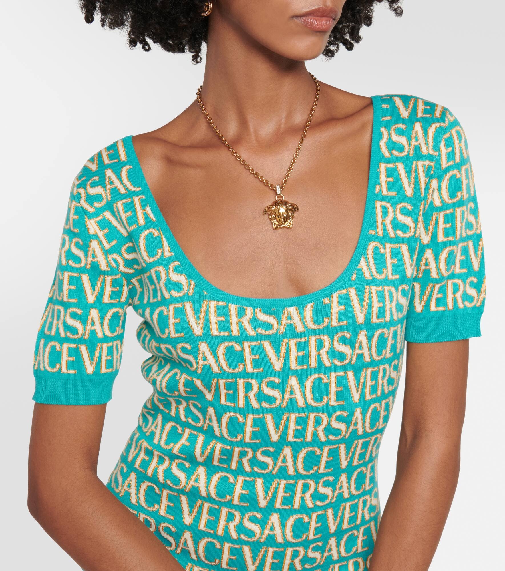 Versace Allover intarsia minidress - 4