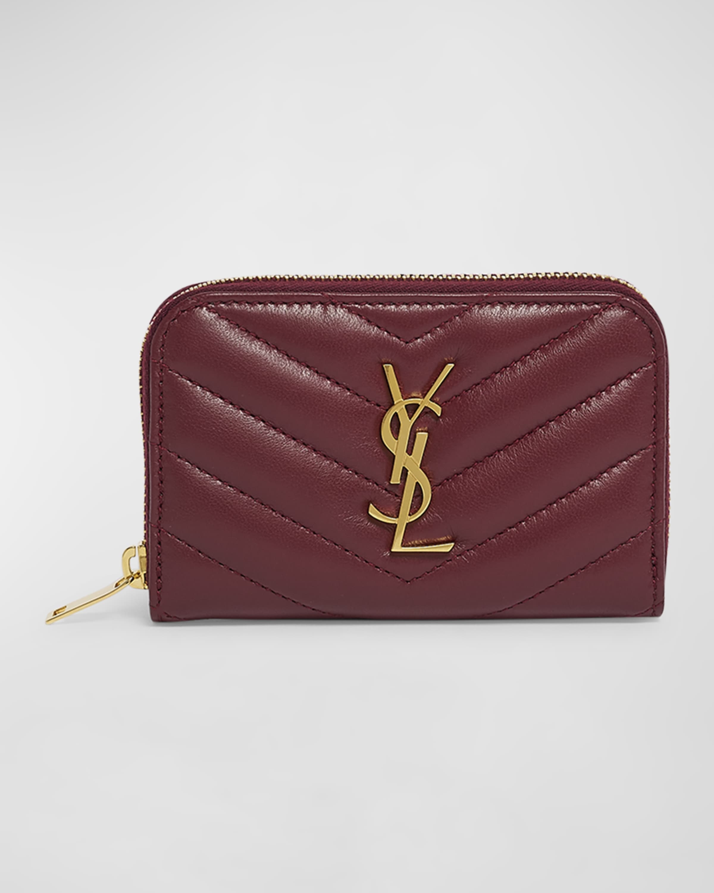 YSL Zip Card Holder in Quilted Leather - 1