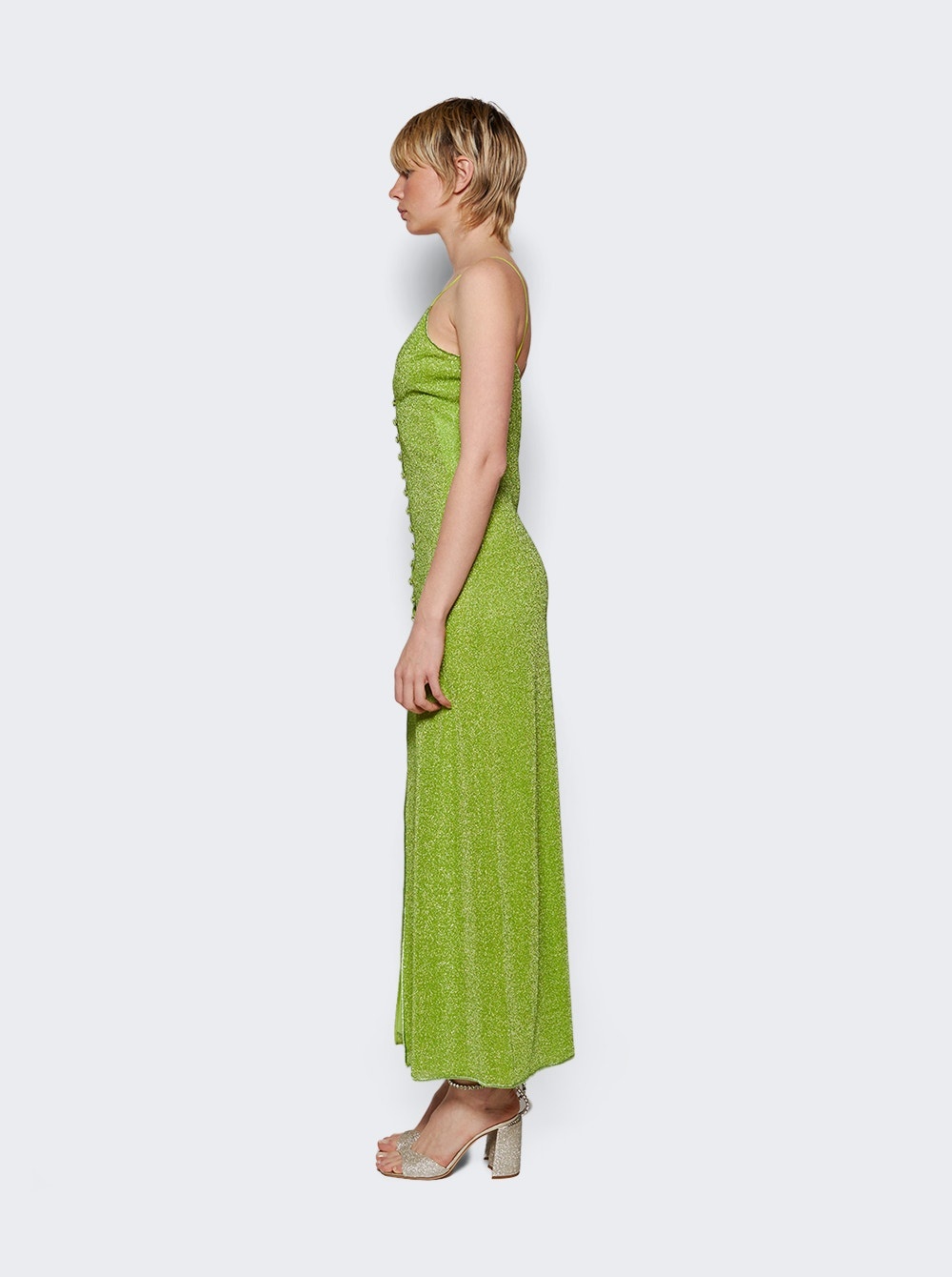 Button Up Dress Lime - 4