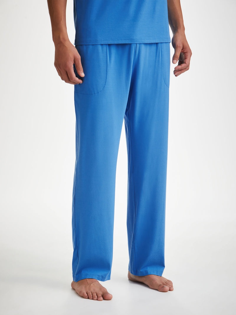 Men's Lounge Trousers Basel Micro Modal Stretch Azure Blue - 3