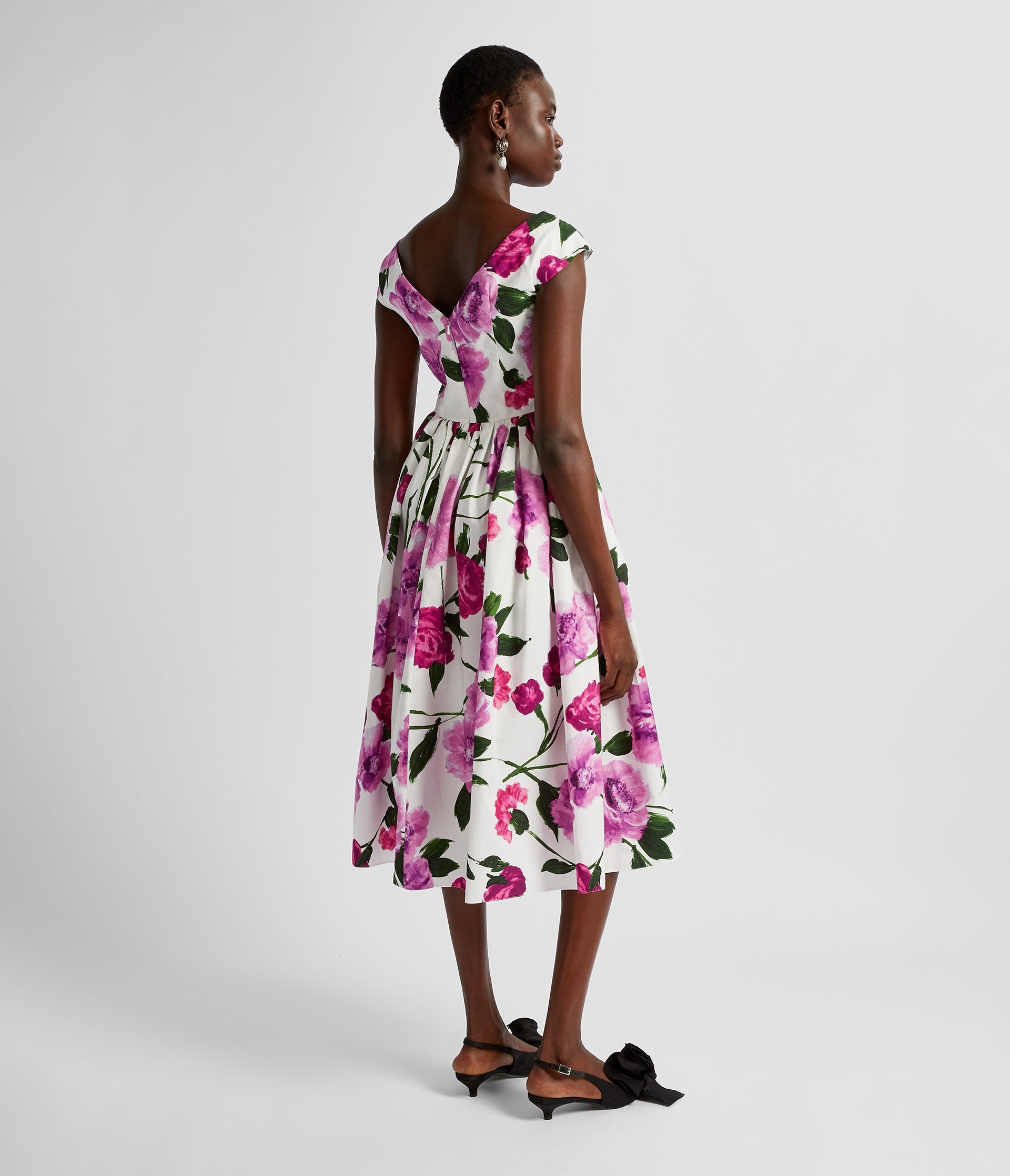 BOAT NECK FULL SKIRT MIDI DRESS - 3