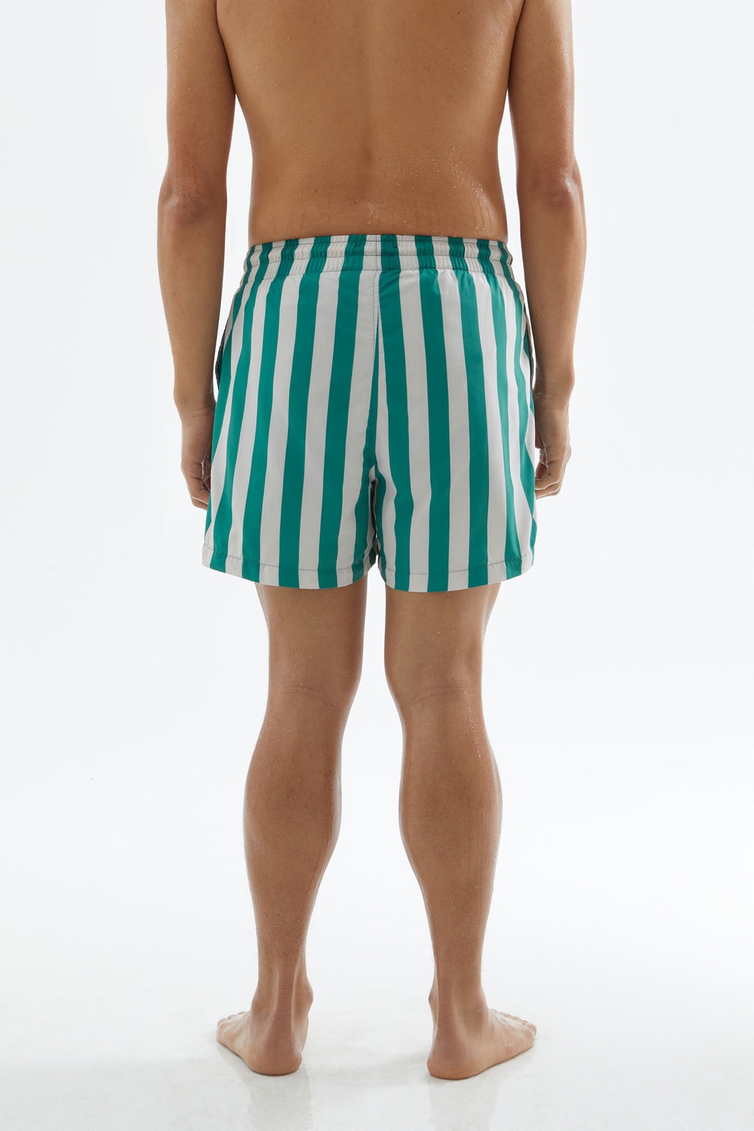 GREEN & WHITE STRIPED SWIMSHORTS - 6