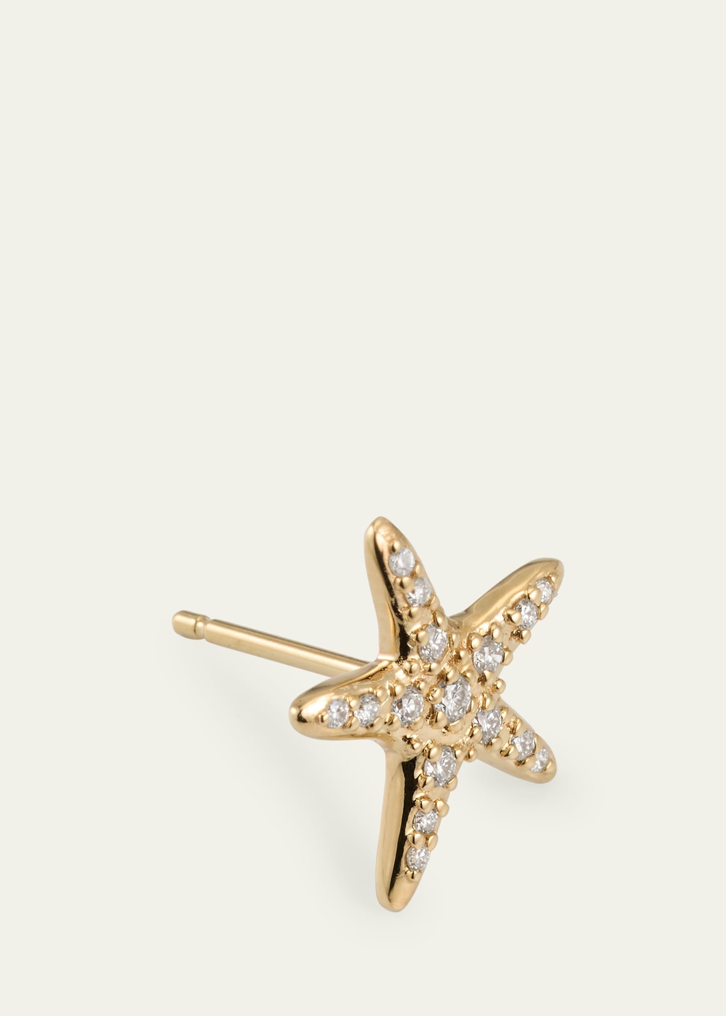 14K Yellow Gold Starfish Stud Earring, Single - 3