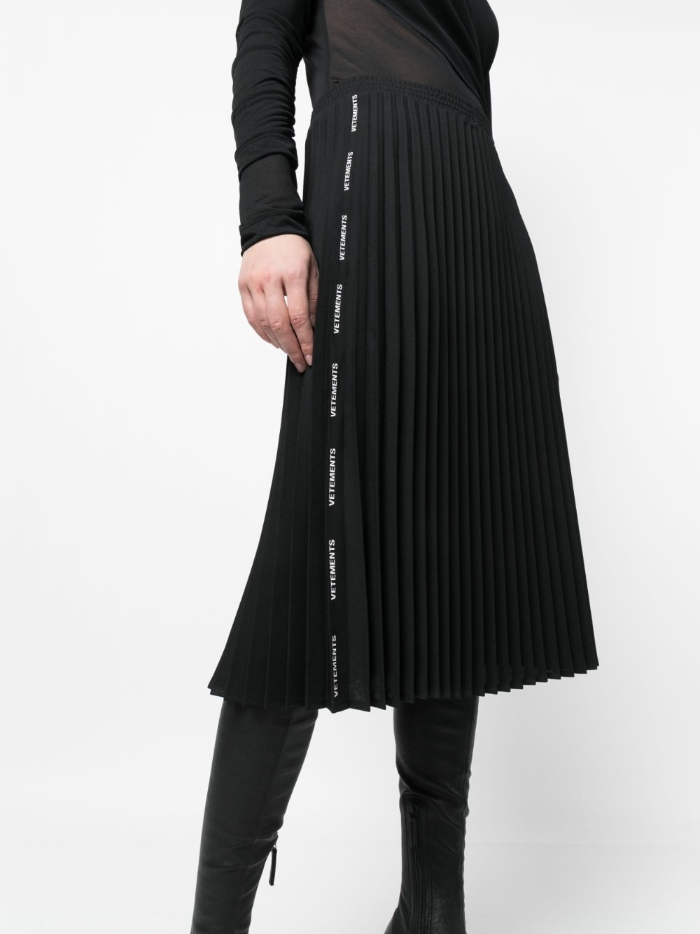 logo-band pleated skirt - 9
