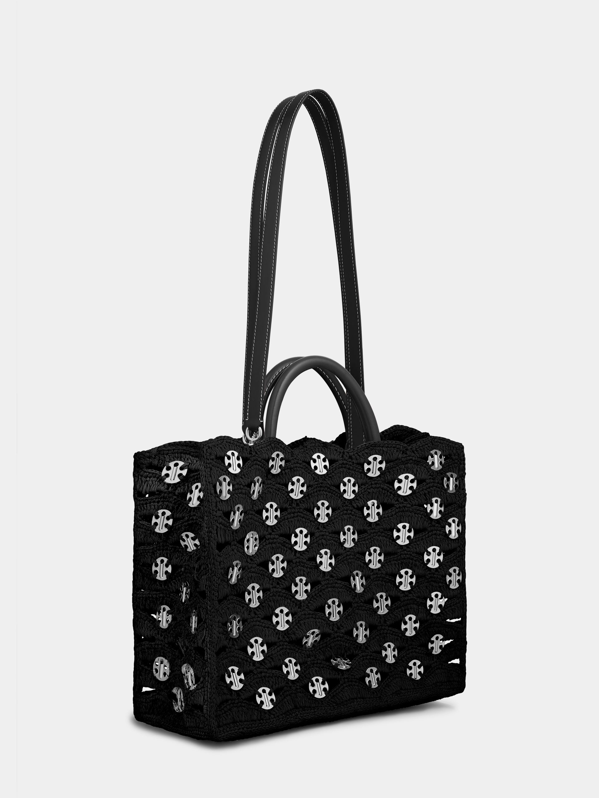 BLACK TOTE BAG IN RAFFIA - 3