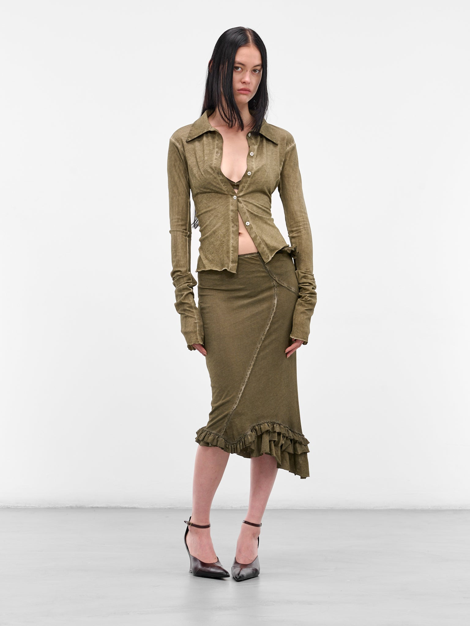 Olive Silk Jersey Bralette - 6