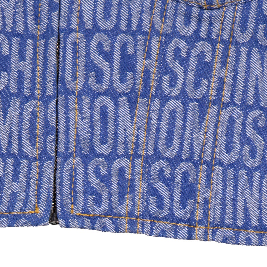 Moschino Ladies Fantasy Print Blue Monogram Denim Cropped Top - 7