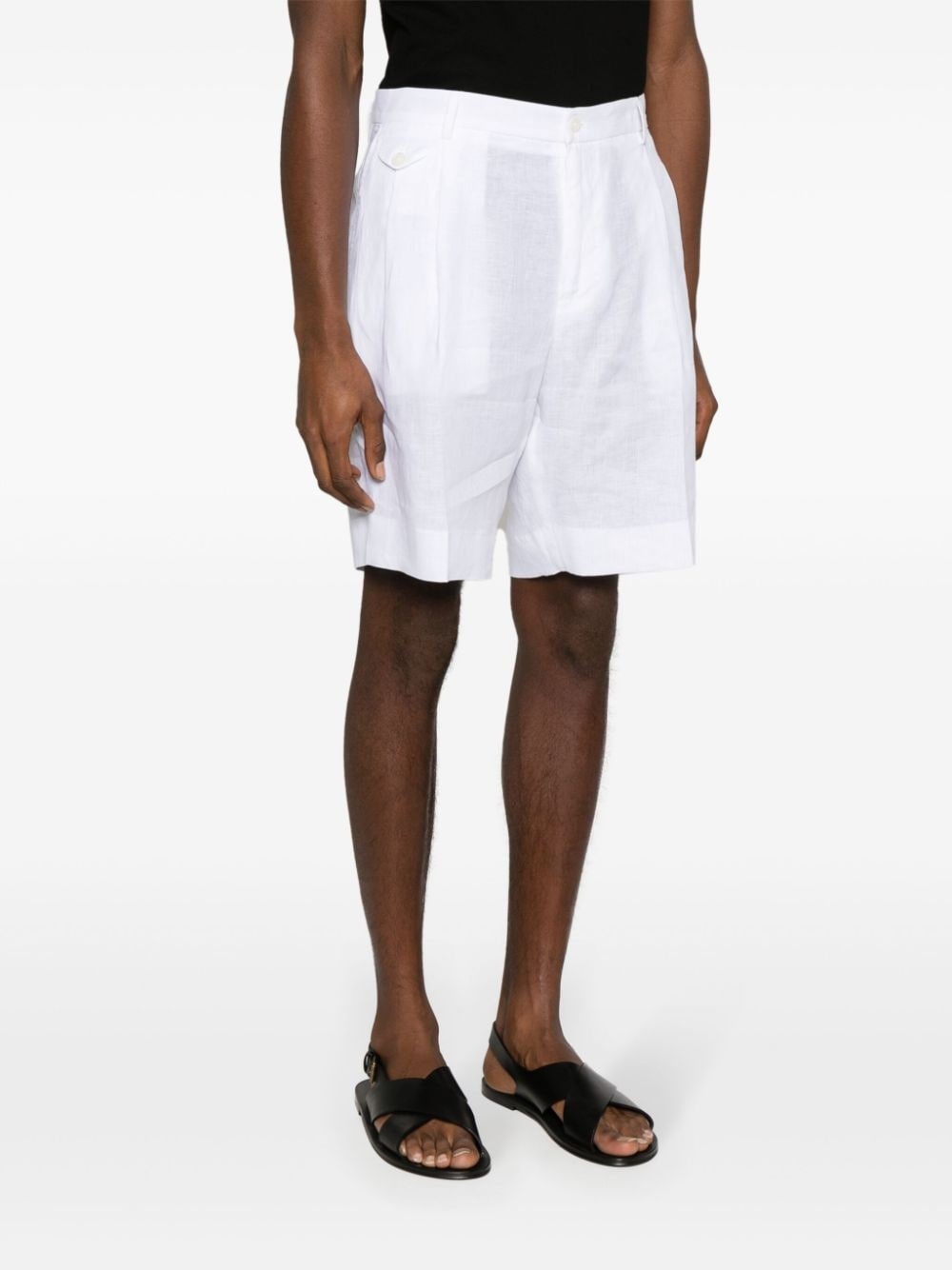 mid-rise linen chino shorts - 3