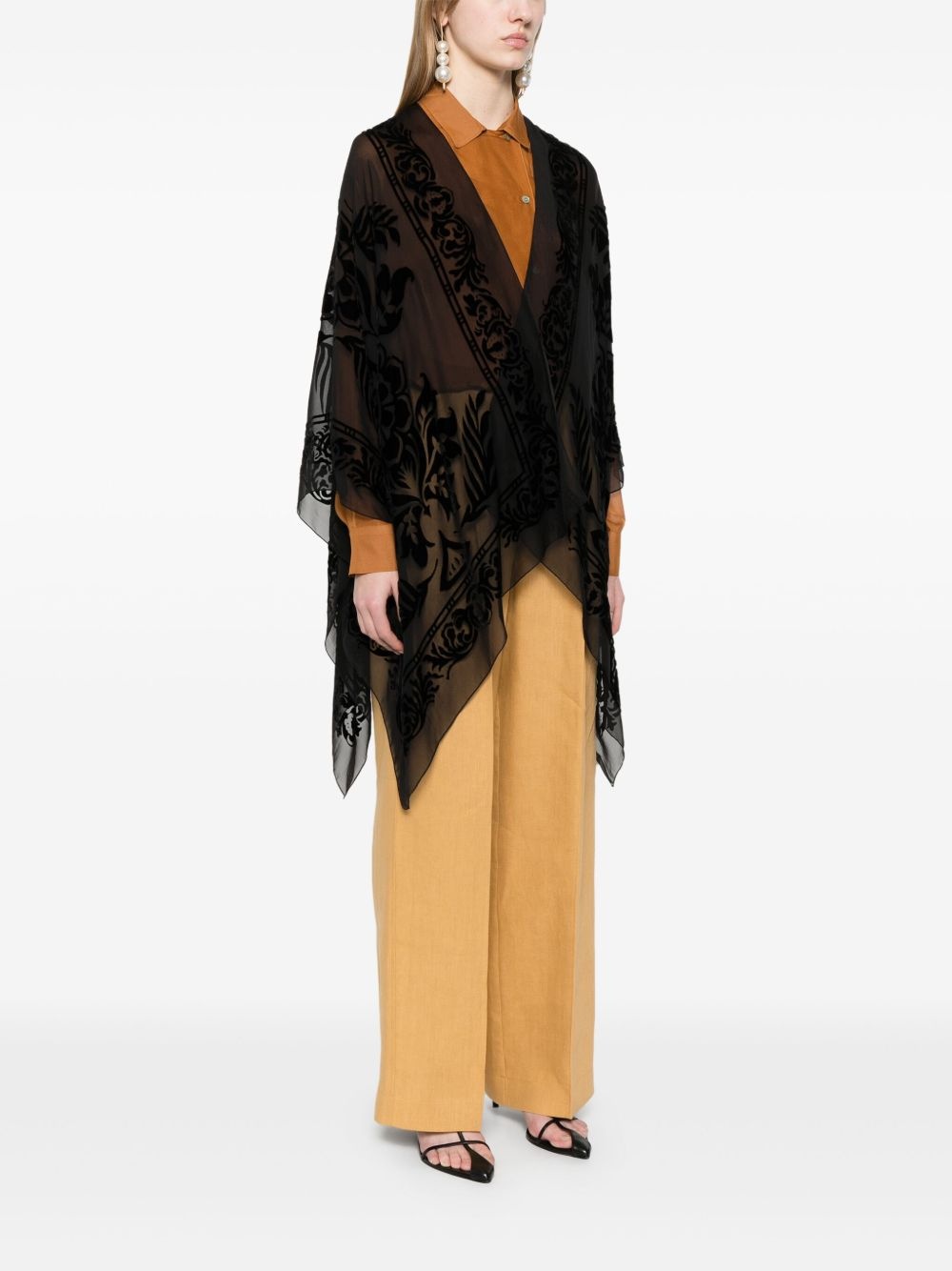 flocked-print cape - 3