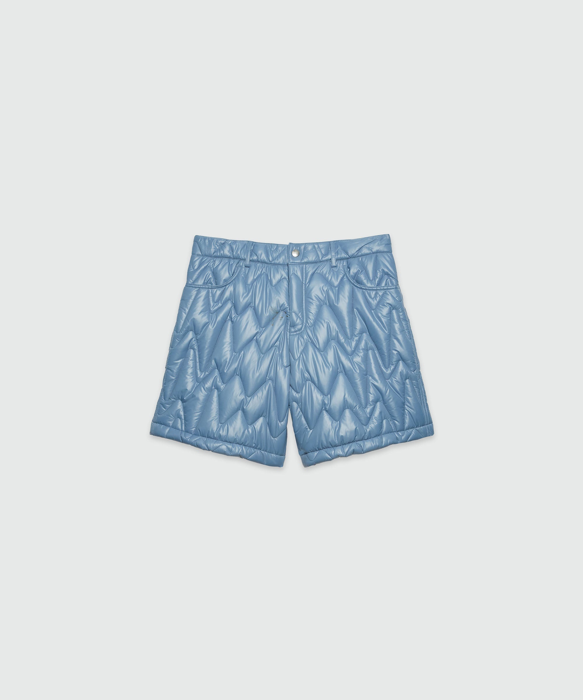 Sky blue "TheMwave" quilted pattern shorts - 1