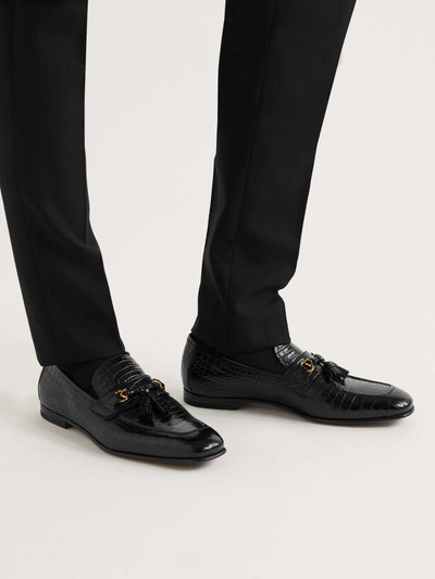 TOM FORD Sean Croc-Effect Leather Tasselled Loafers outlook