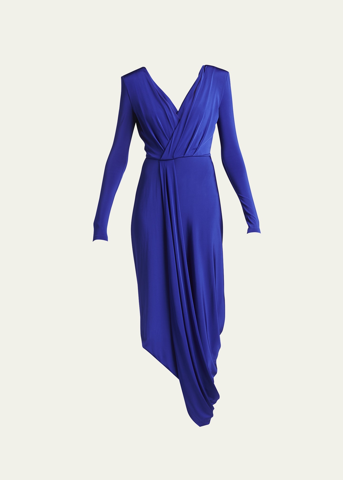 V-Neck Draped Jersey Maxi Dress - 1